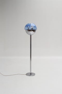 Verchromter Lampenkörper aus blauem Murano