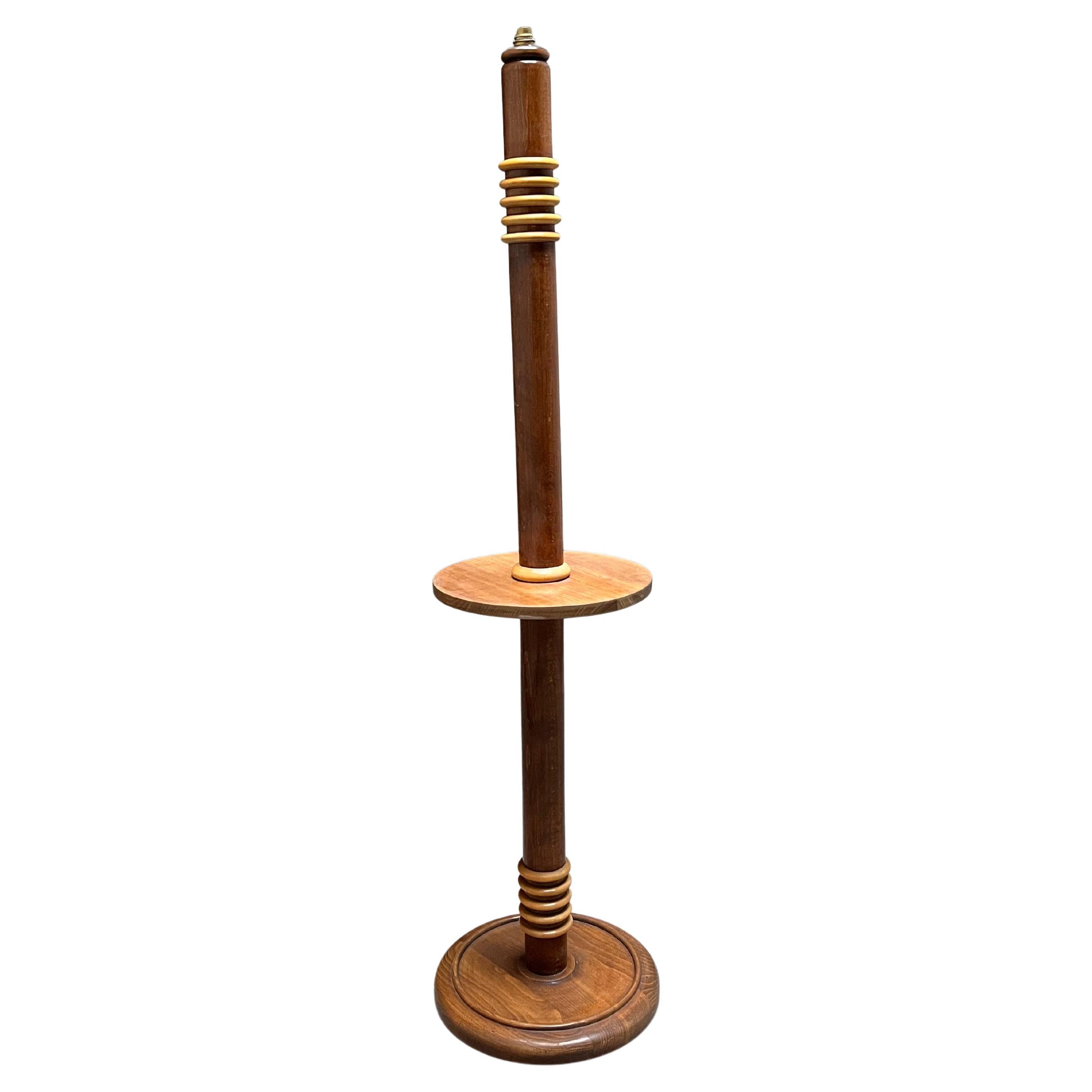 lampadaire français art deco en bois circa 1940