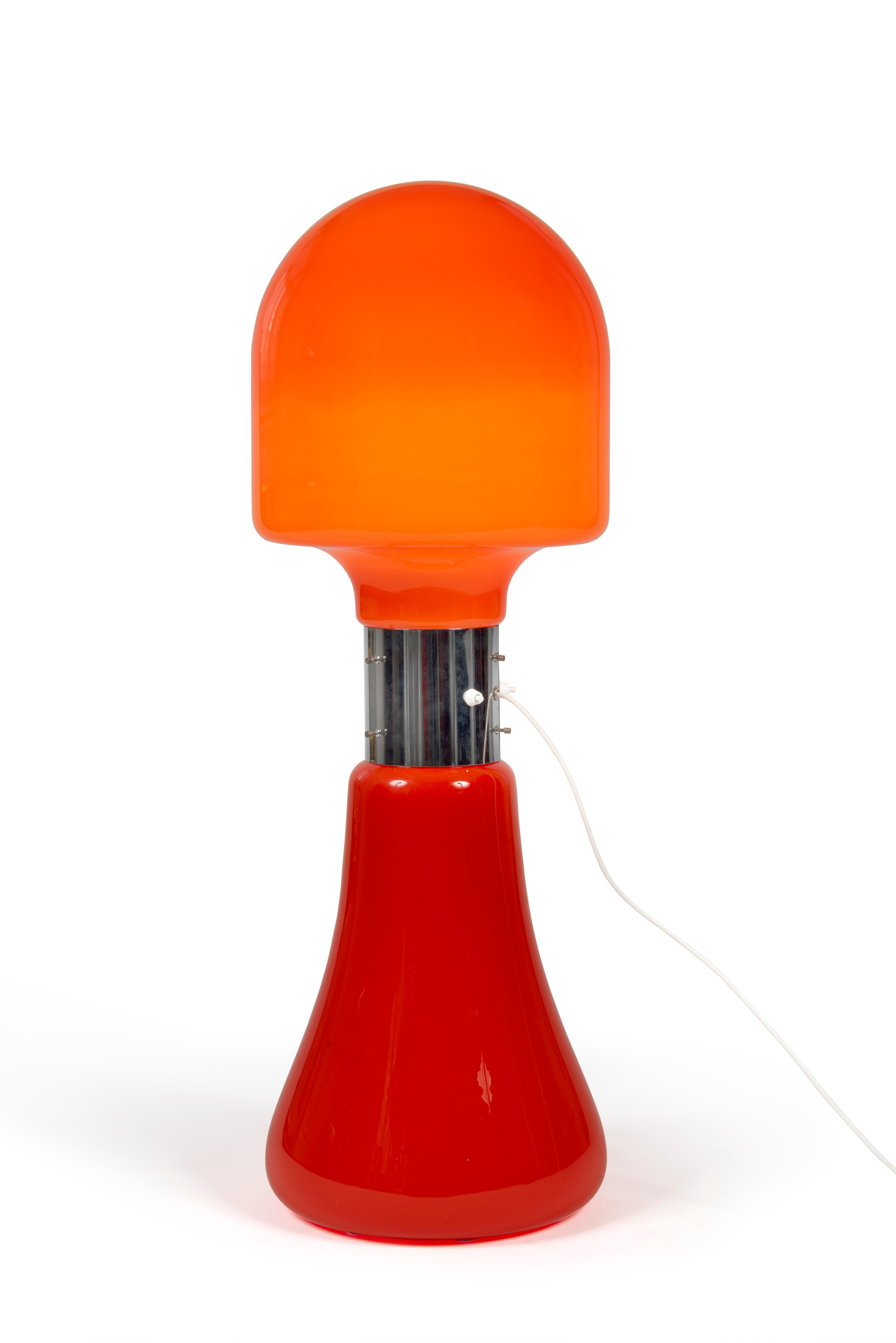 Italian Lampadaire orange “Birillo” par Carlo Nason pour Mazzega, Italie, 1960 For Sale