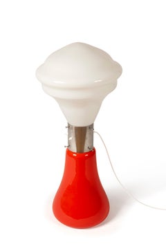 Lampadaire orange et blanc en verre de Murano et métal, Carlo Nason, 1960