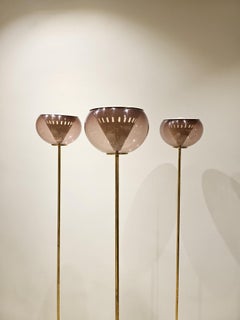 lampadaires italiens des années 70 abat jour en plexiglass ambré pied marbre