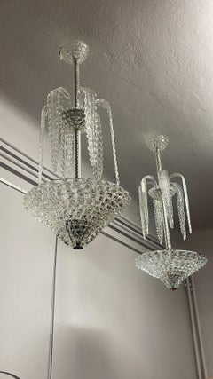 Chandeliers by Ercole Barovier in Rostrato Glass from Murano - Italy - 1940s
