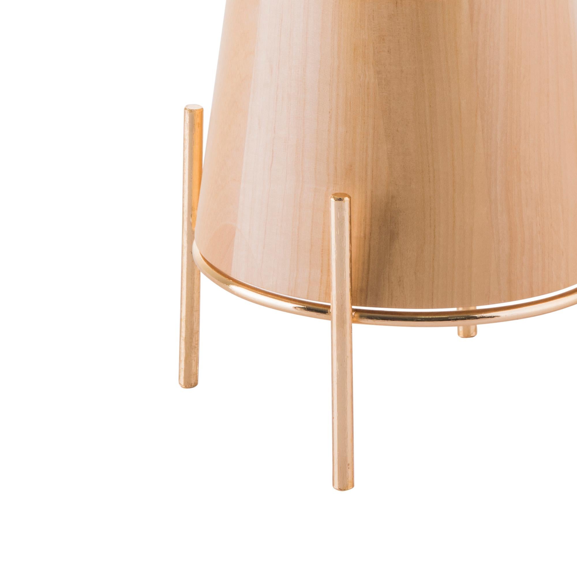 Contemporary Table Lamp Lampadari #3, Brazilian Wood, Metal and Glass For Sale