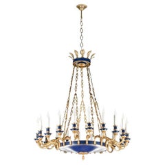 24-light classic brass and hand-painted chandelier