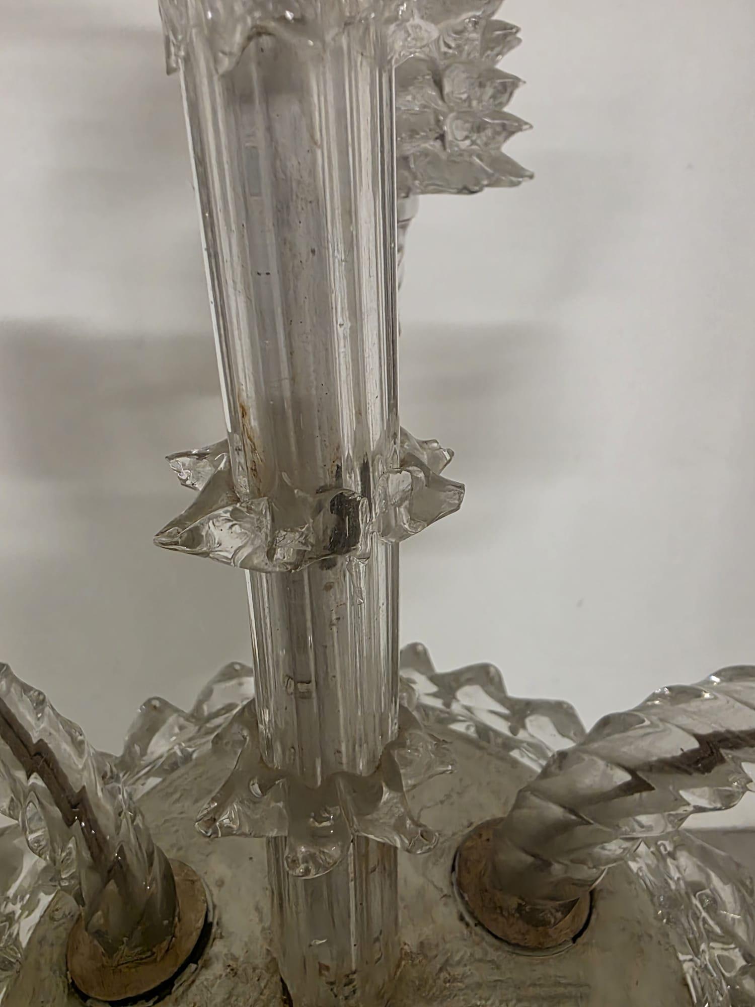 Lustre à 5 lumières en verre rosé Barovier & Toso 1940s en vente 7