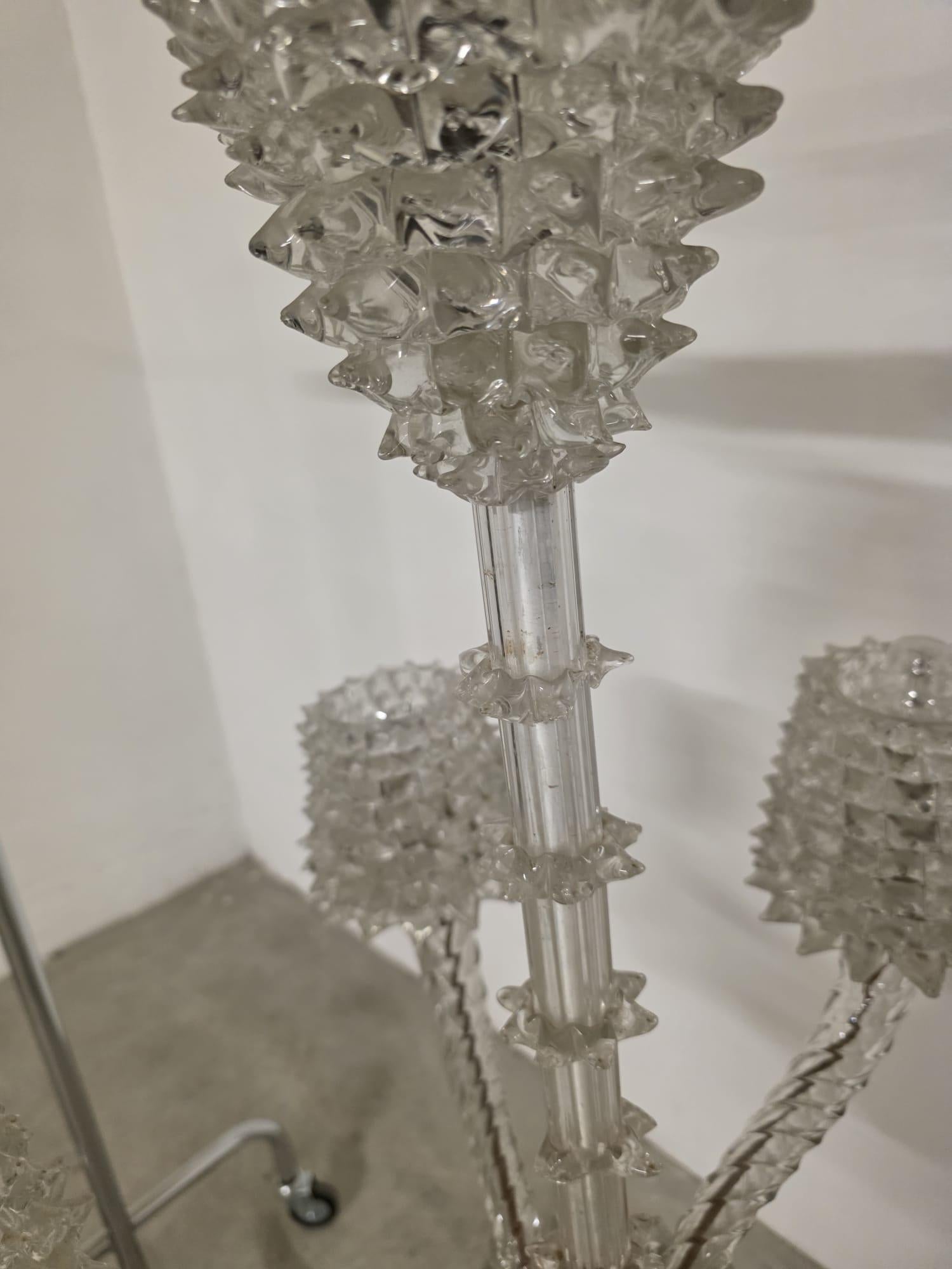 Lustre à 5 lumières en verre rosé Barovier & Toso 1940s en vente 8