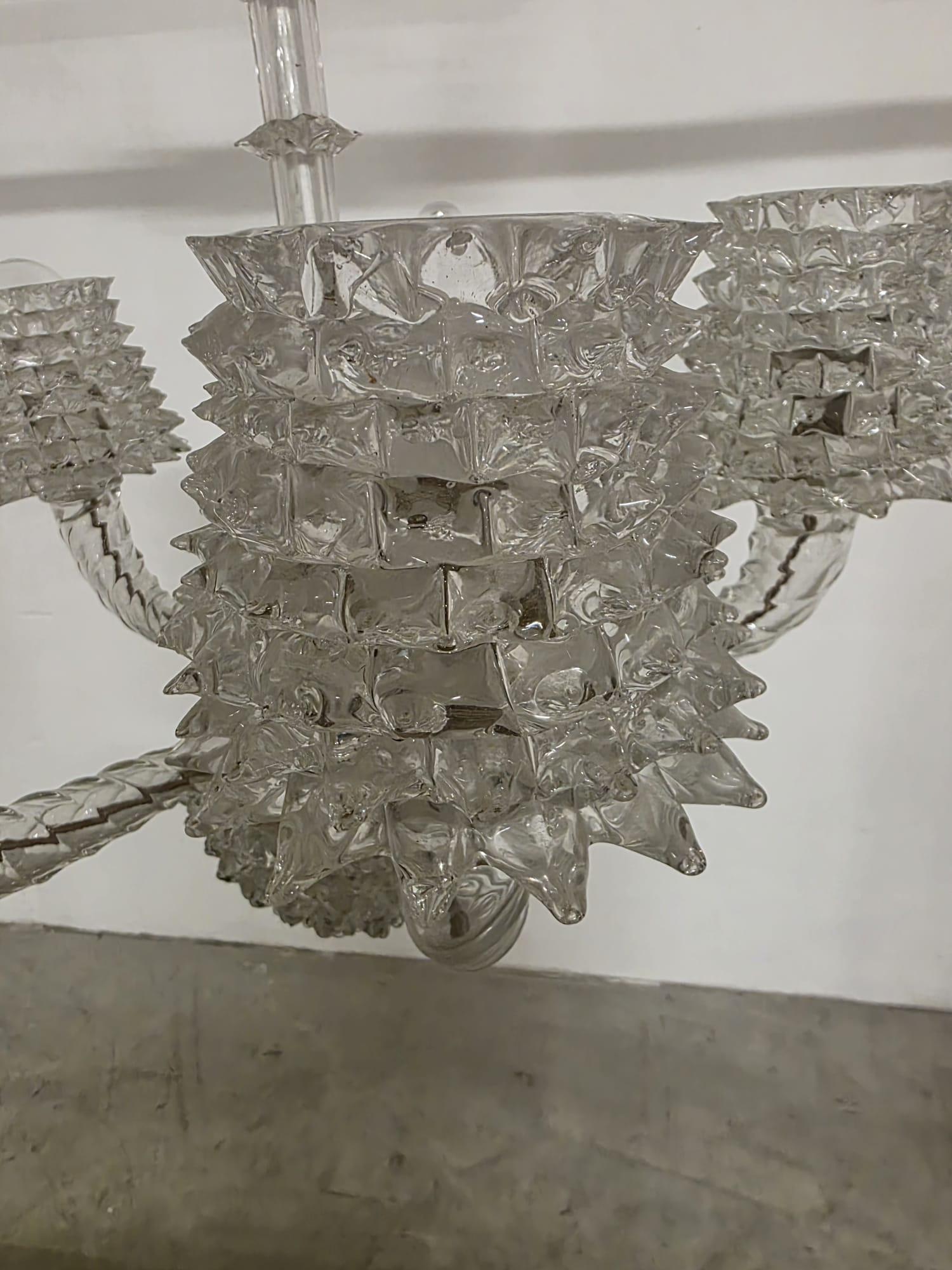 Lustre à 5 lumières en verre rosé Barovier & Toso 1940s en vente 11