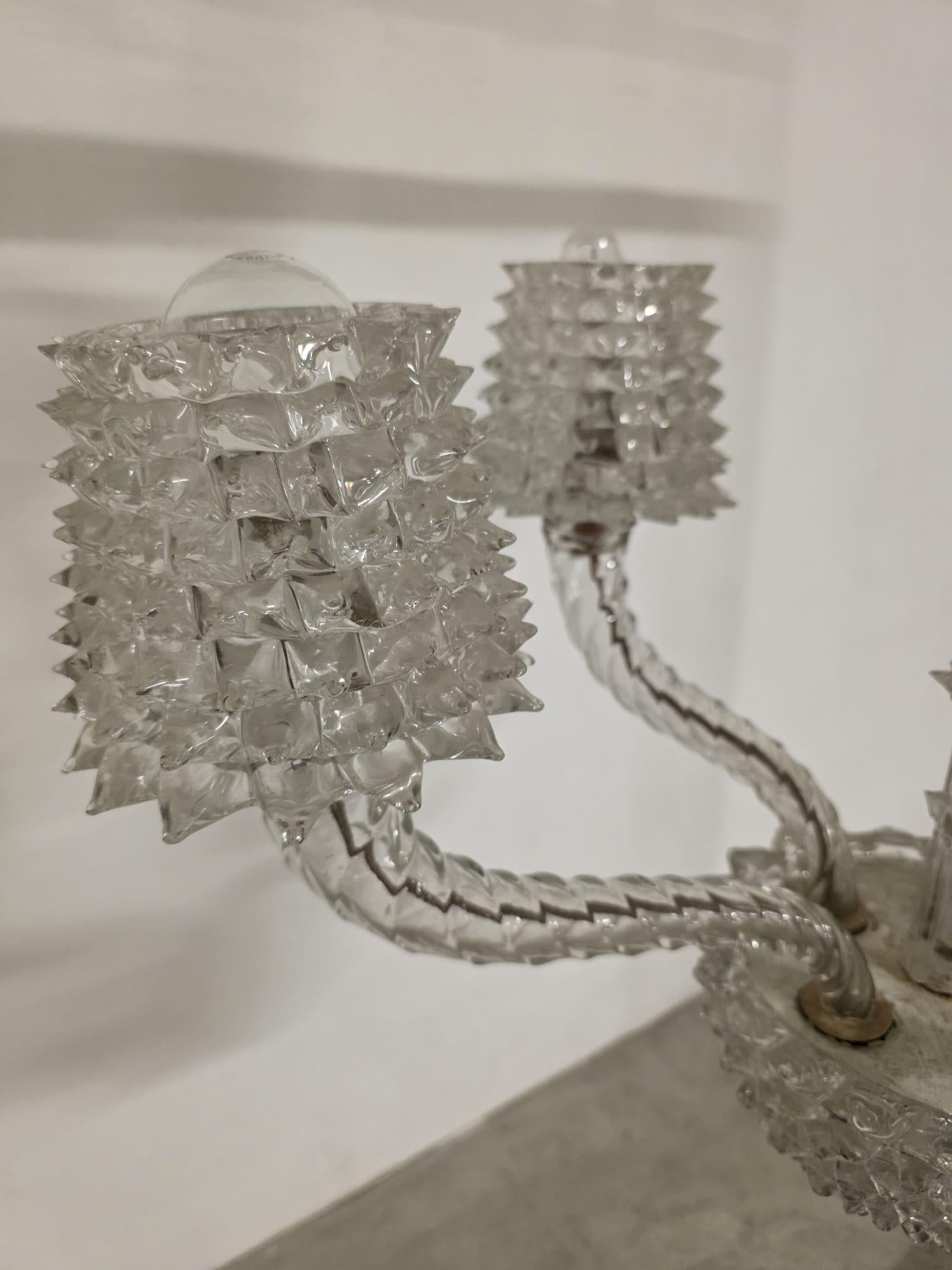 Lustre à 5 lumières en verre rosé Barovier & Toso 1940s en vente 13