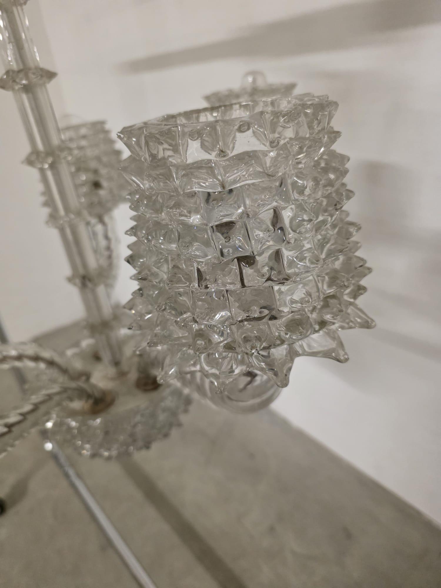 Lustre à 5 lumières en verre rosé Barovier & Toso 1940s en vente 14