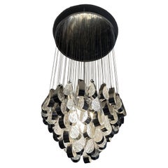 Cascade Chandelier in Steel and Murano Glass 1970 Esperia Angelo brotto
