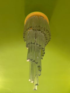 Lampadario a cascata Venini Triedri Italia 1970 Murano Art Glass
