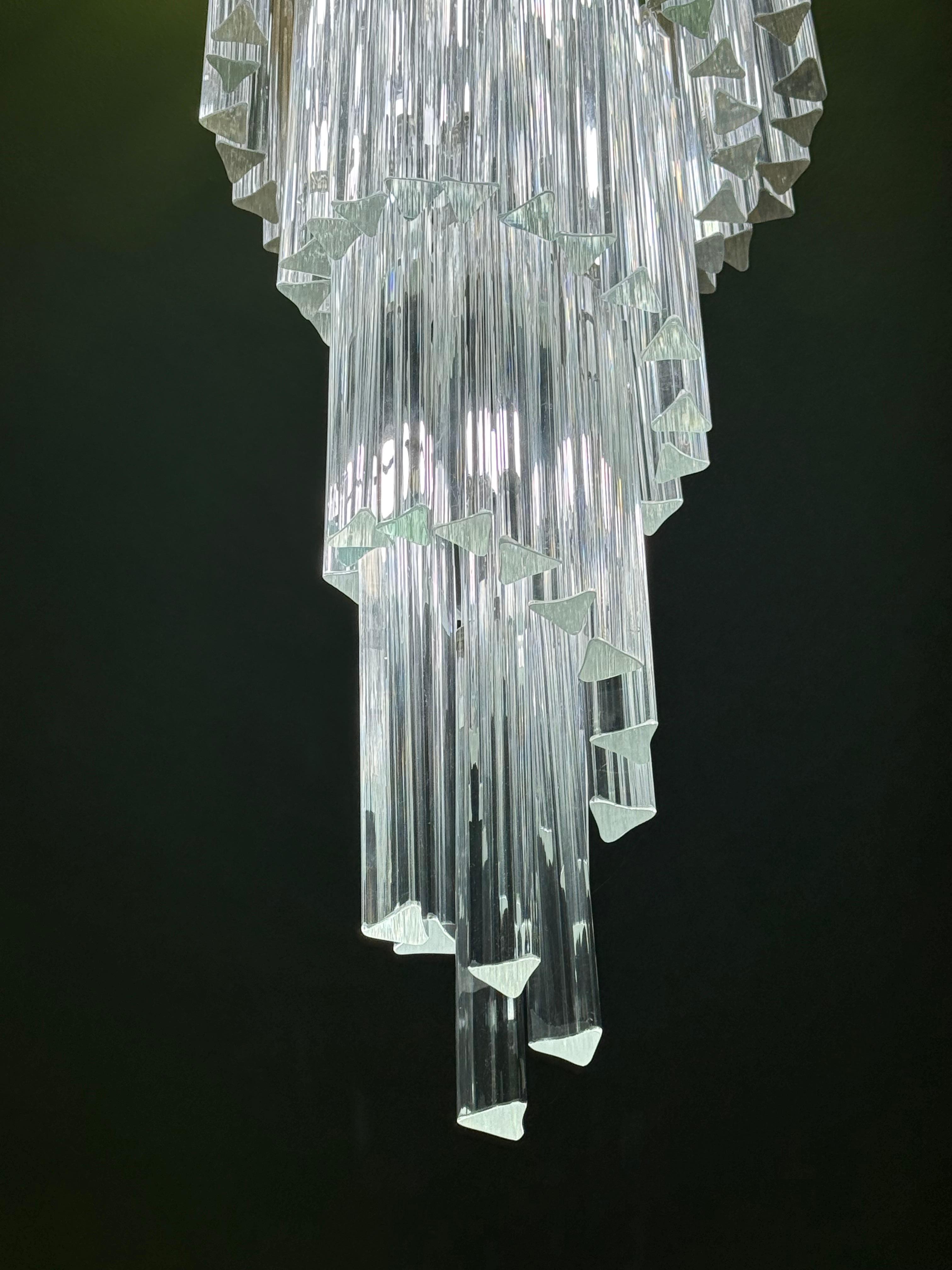 Lampadario a cascata Venini Triedri Italia 1970 Murano Art Glass finales del siglo XX en venta