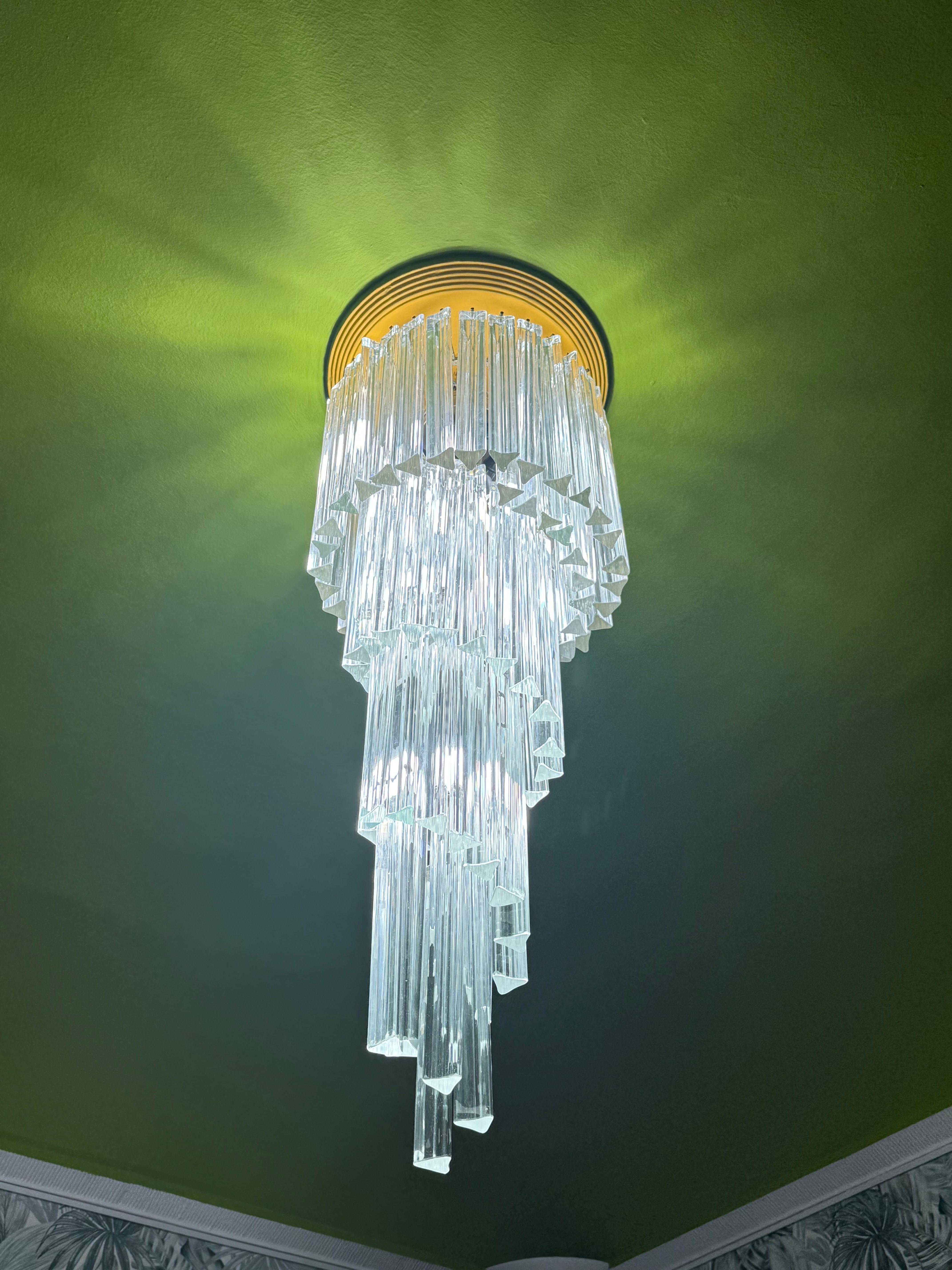 Lampadario a cascata Venini Triedri Italia 1970 Murano Art Glass en venta 1