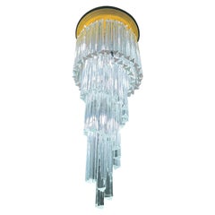 Lampadario a cascata Venini Triedri Italia 1970 Murano Art Glass