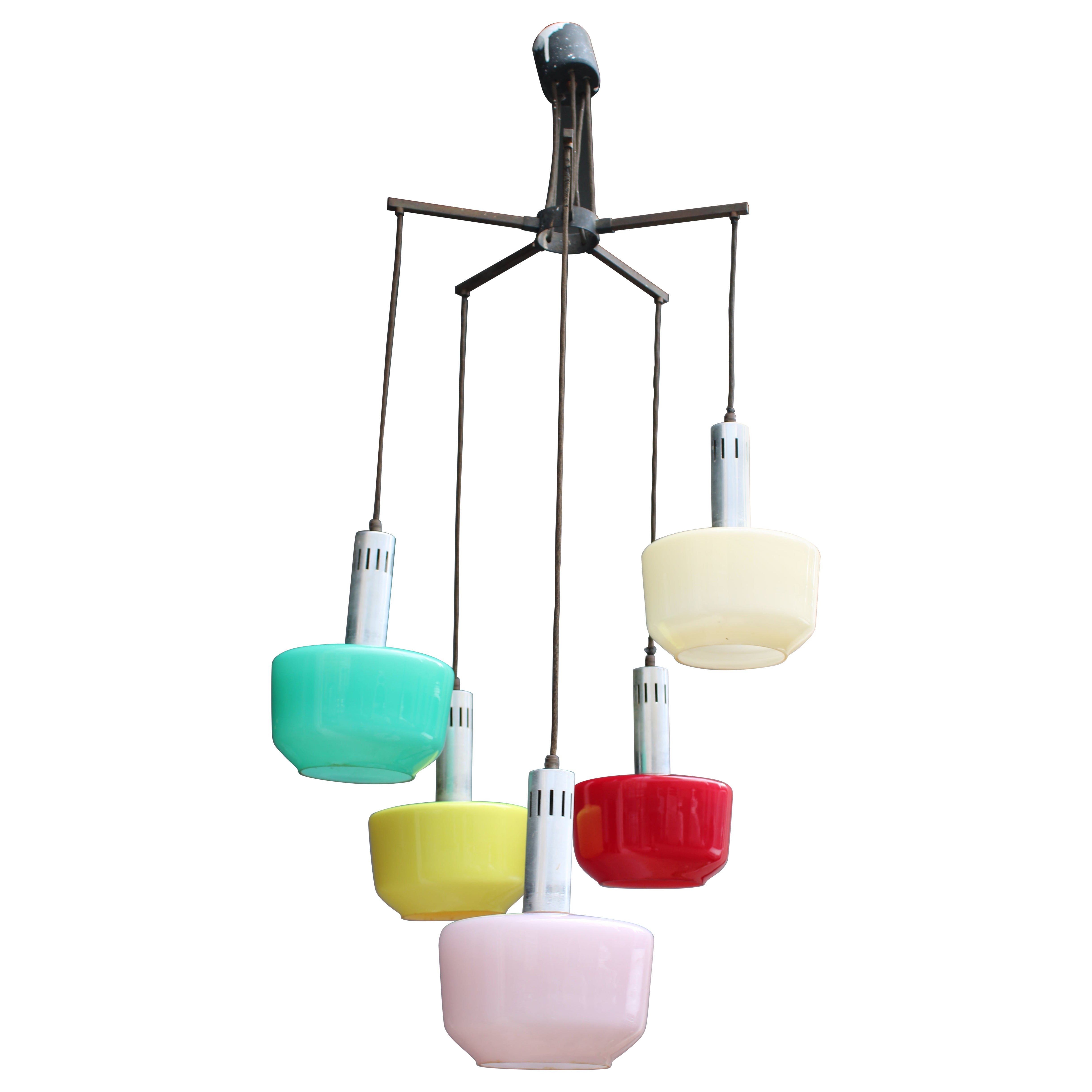 Vistosi Cascade Chandelier Murano Glass 1950s Italy