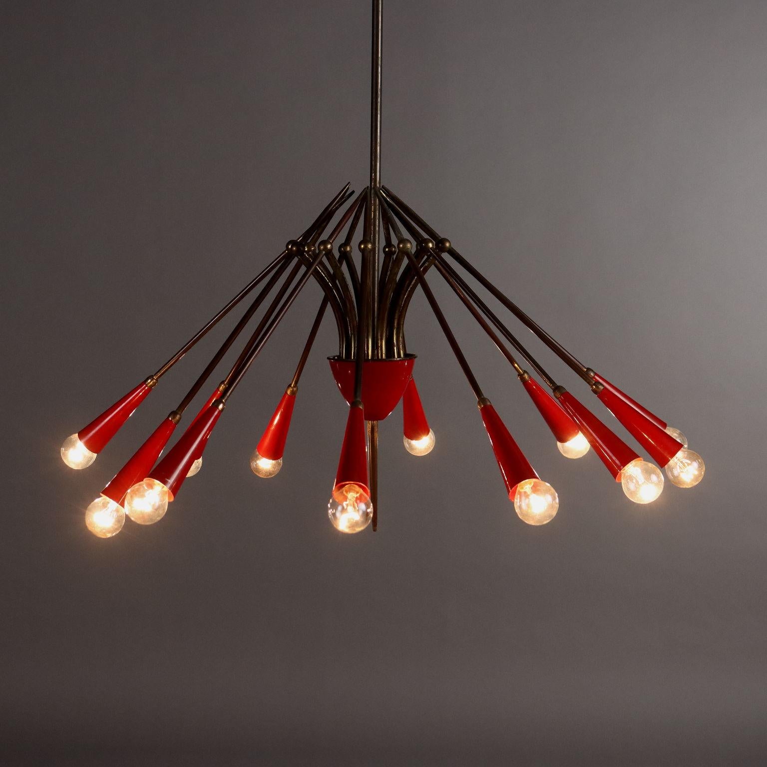 Italian Fifties Twelve-Light Chandelier For Sale