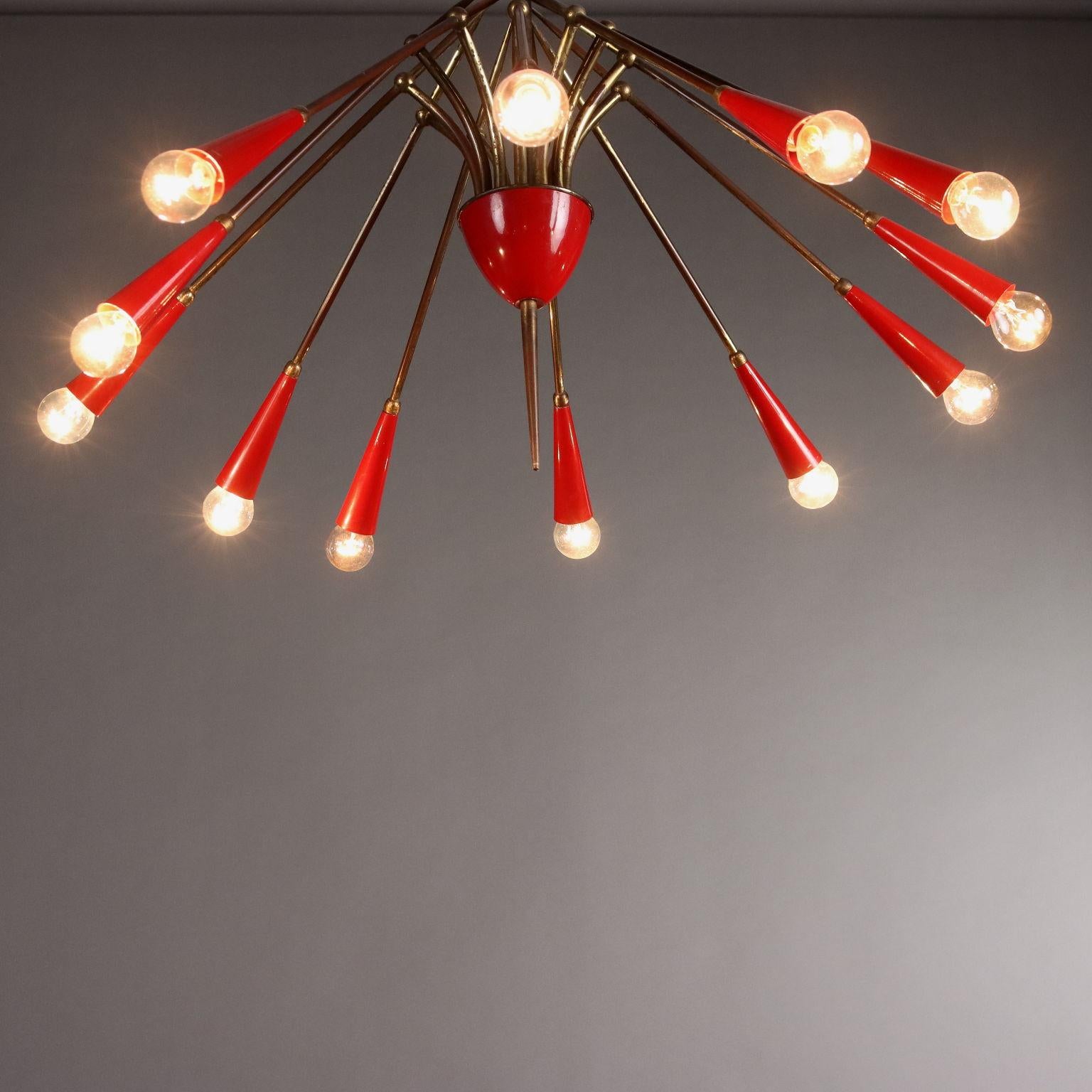 Mid-20th Century Fifties Twelve-Light Chandelier For Sale