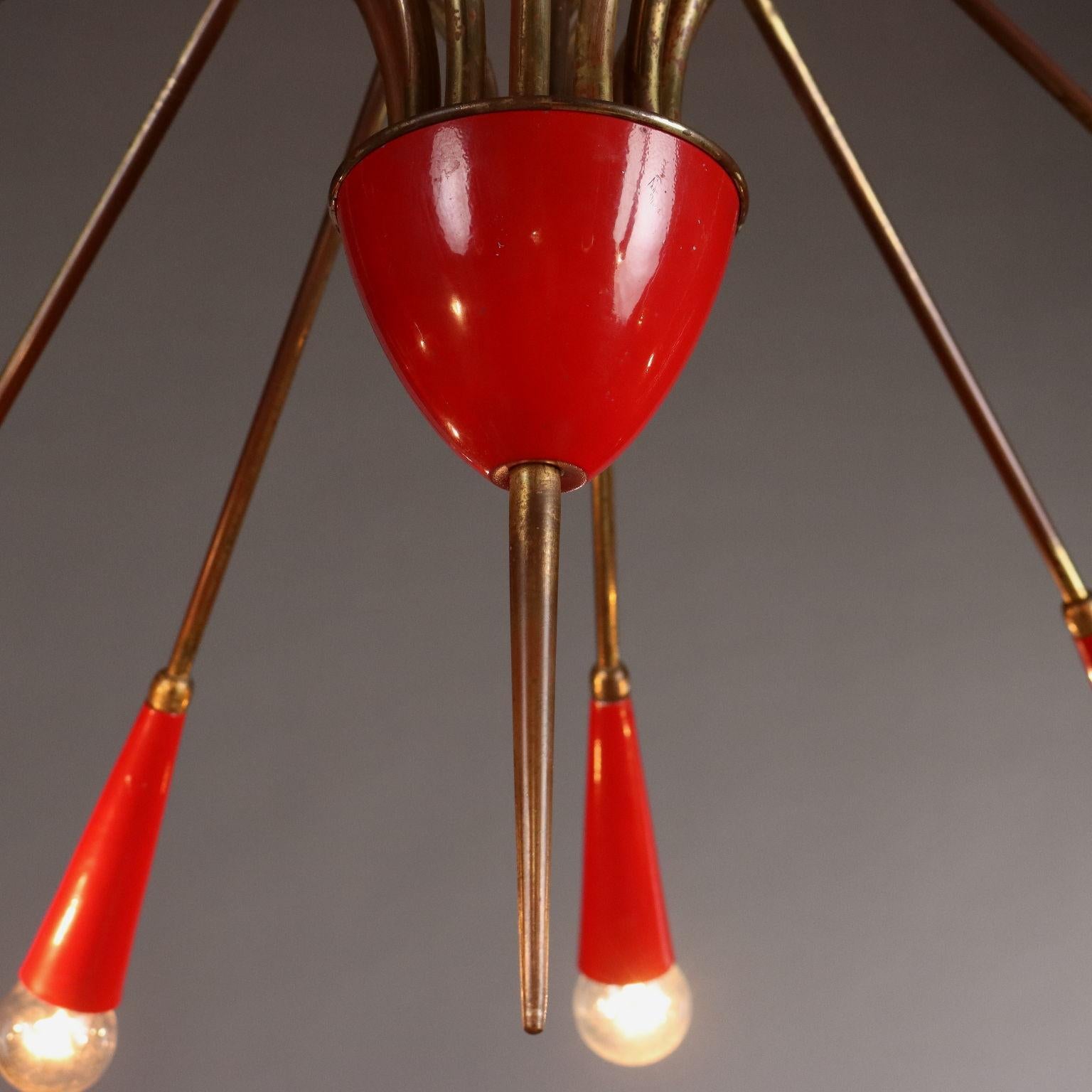 Aluminum Fifties Twelve-Light Chandelier For Sale