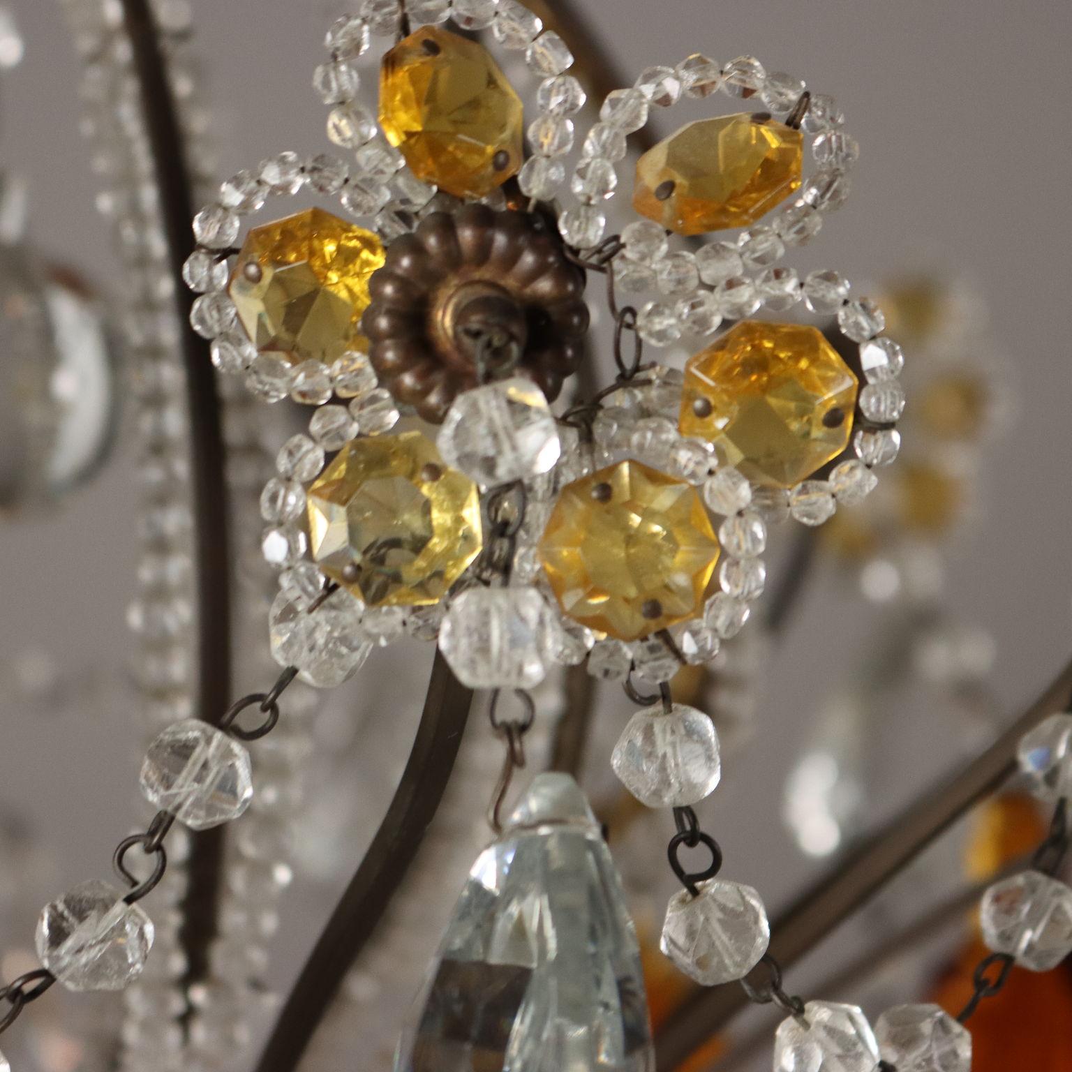 Glass Twelve-Light Chandelier Italy Early 20th Century