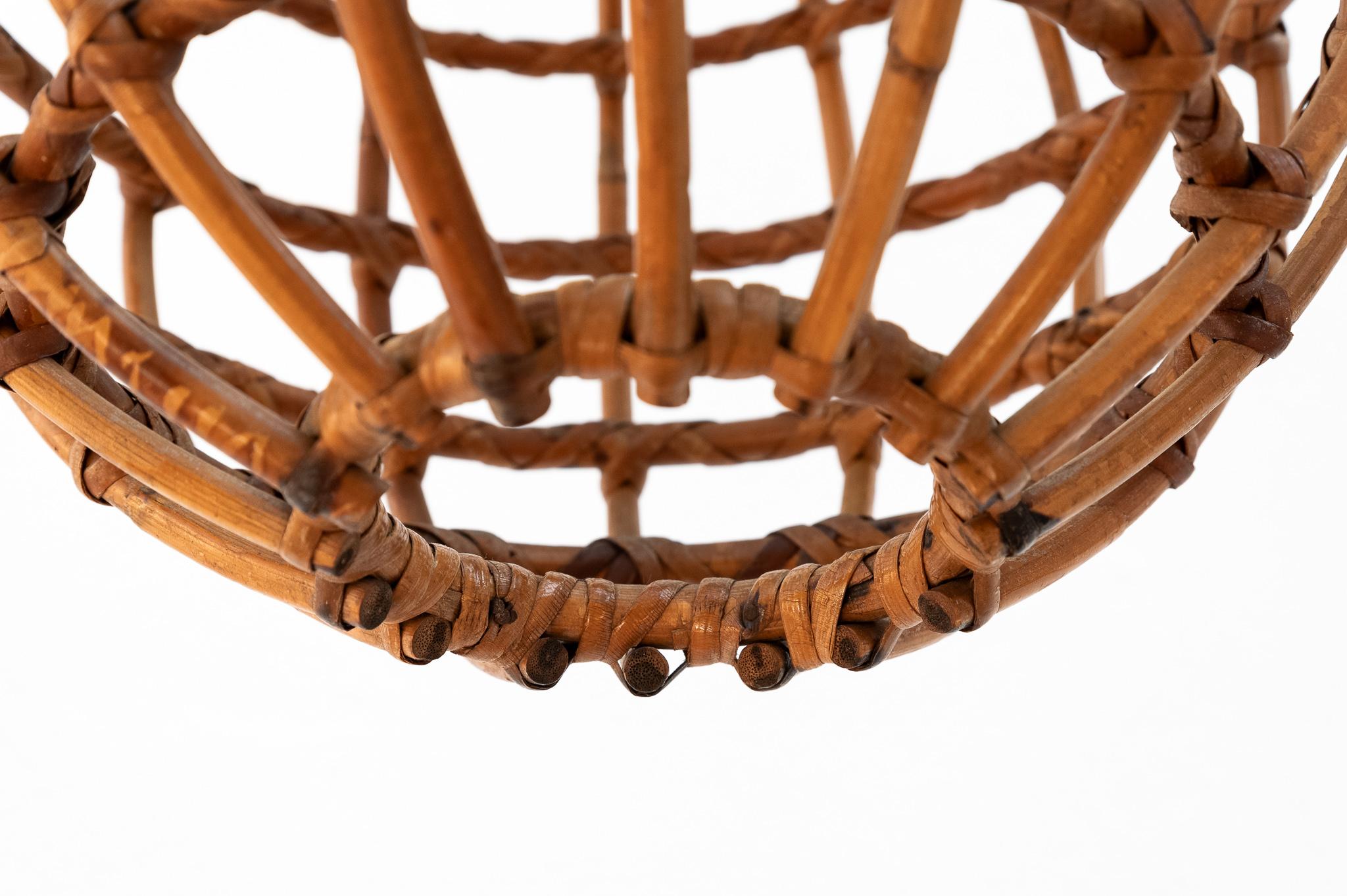 Mid-20th Century Rattan globe chandelier, 1960s For Sale
