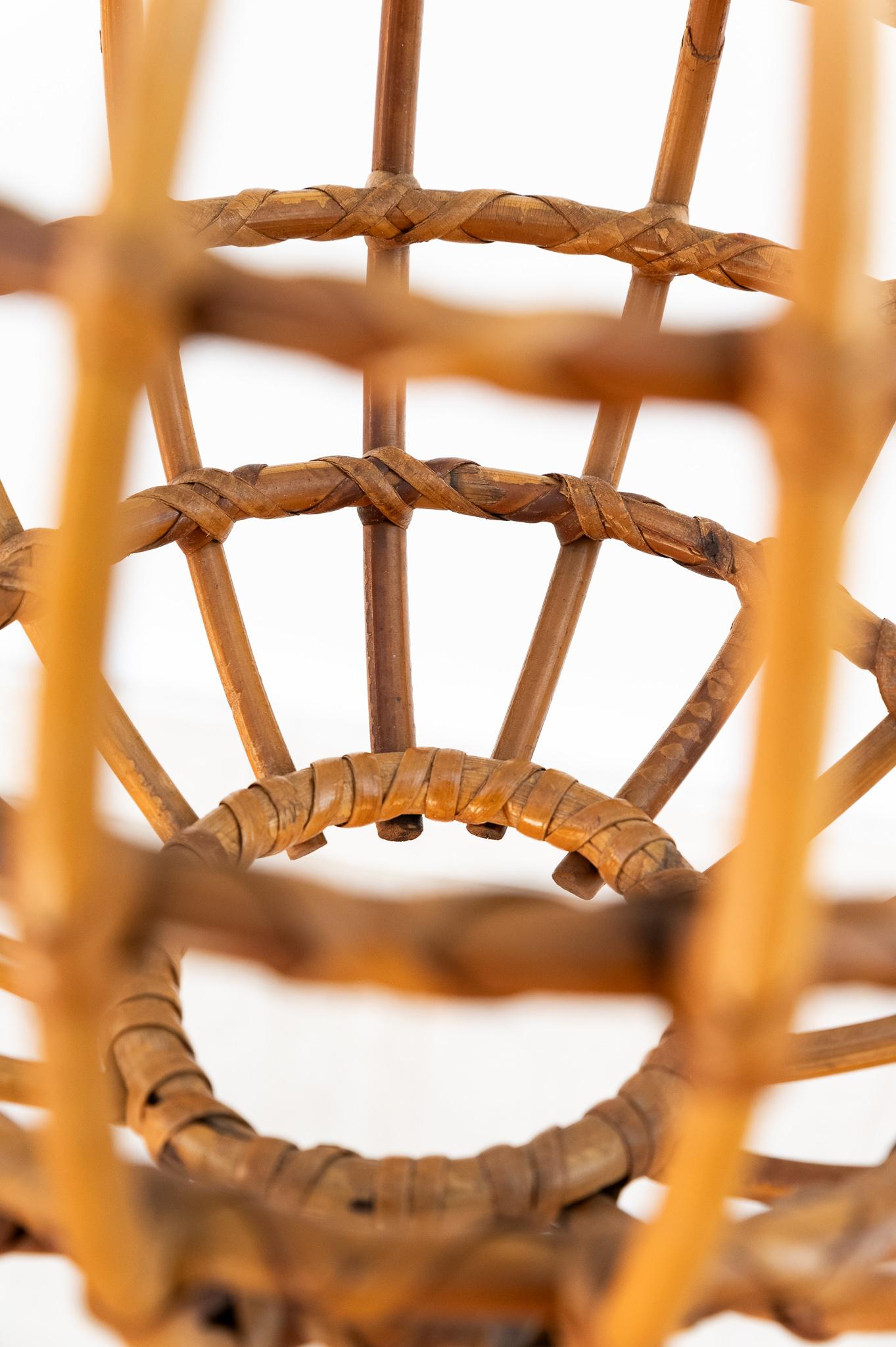 Rattan globe chandelier, 1960s For Sale 1