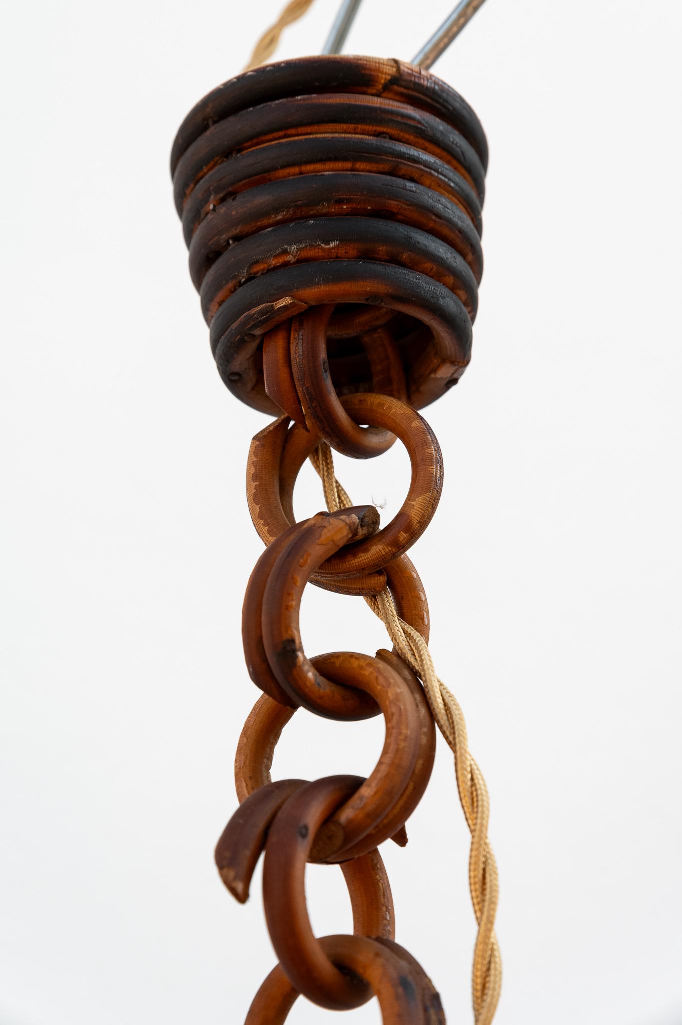 Rattan globe chandelier, 1960s For Sale 2