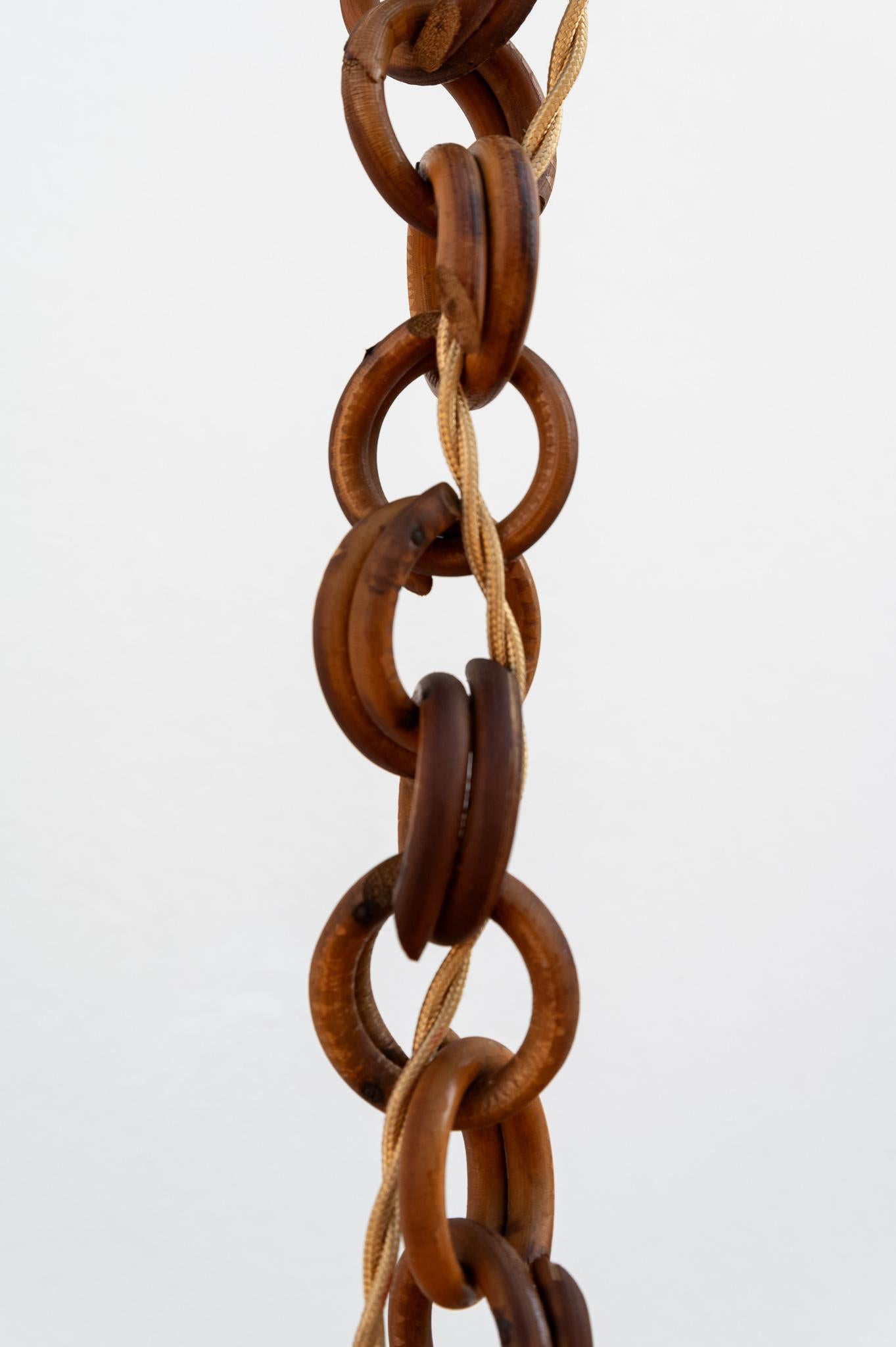 Rattan globe chandelier, 1960s For Sale 3