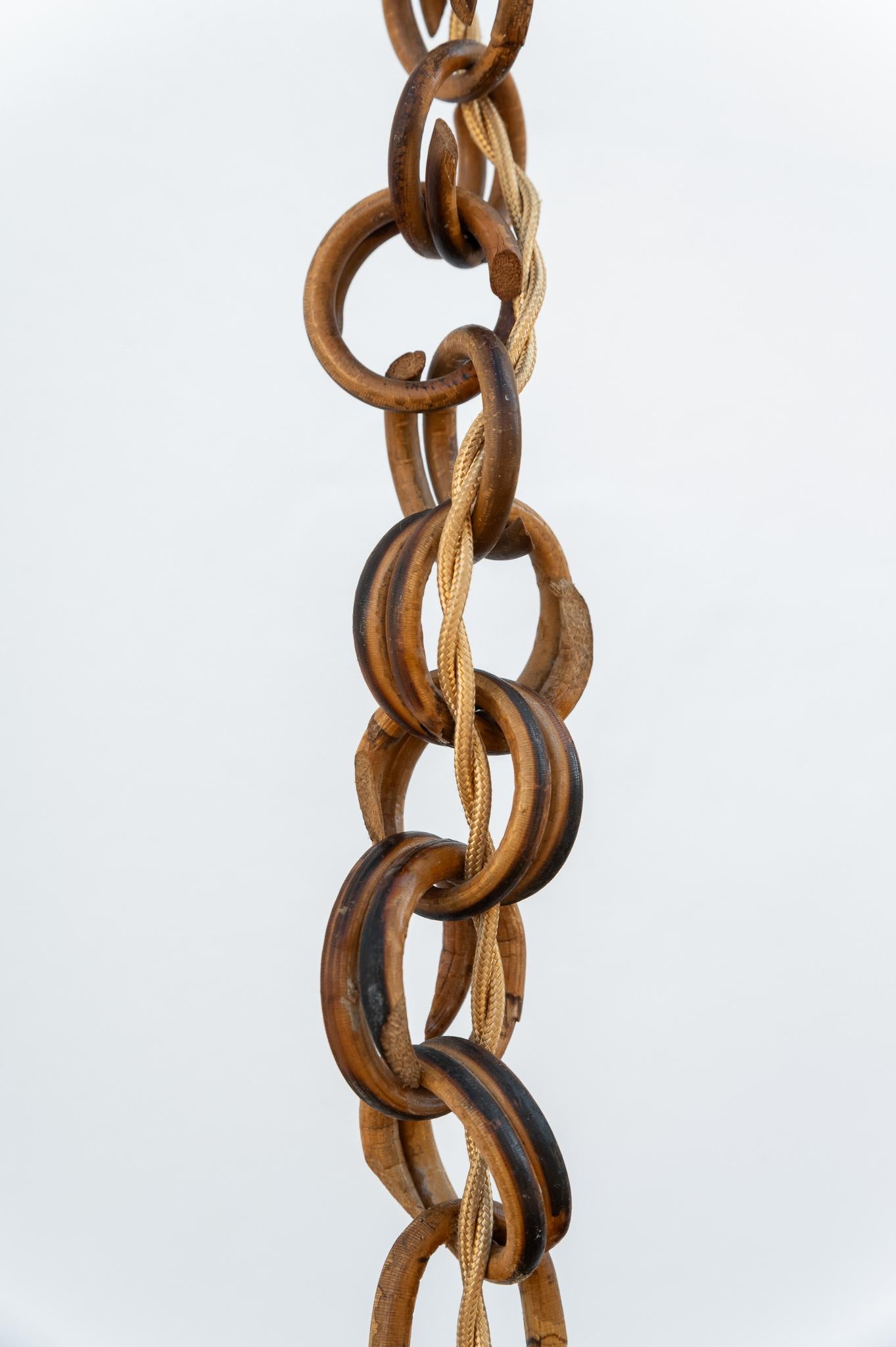 Lampadario a Lanterna in bambù e rattan, Anni '60 en Bueno estado para la venta en Bastia Umbra, IT