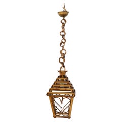 Lampadario a Lanterna in bambù e rattan, Anni '60