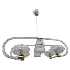 Barovier Murano Glass and Brass 1940 Shuttle Chandelier