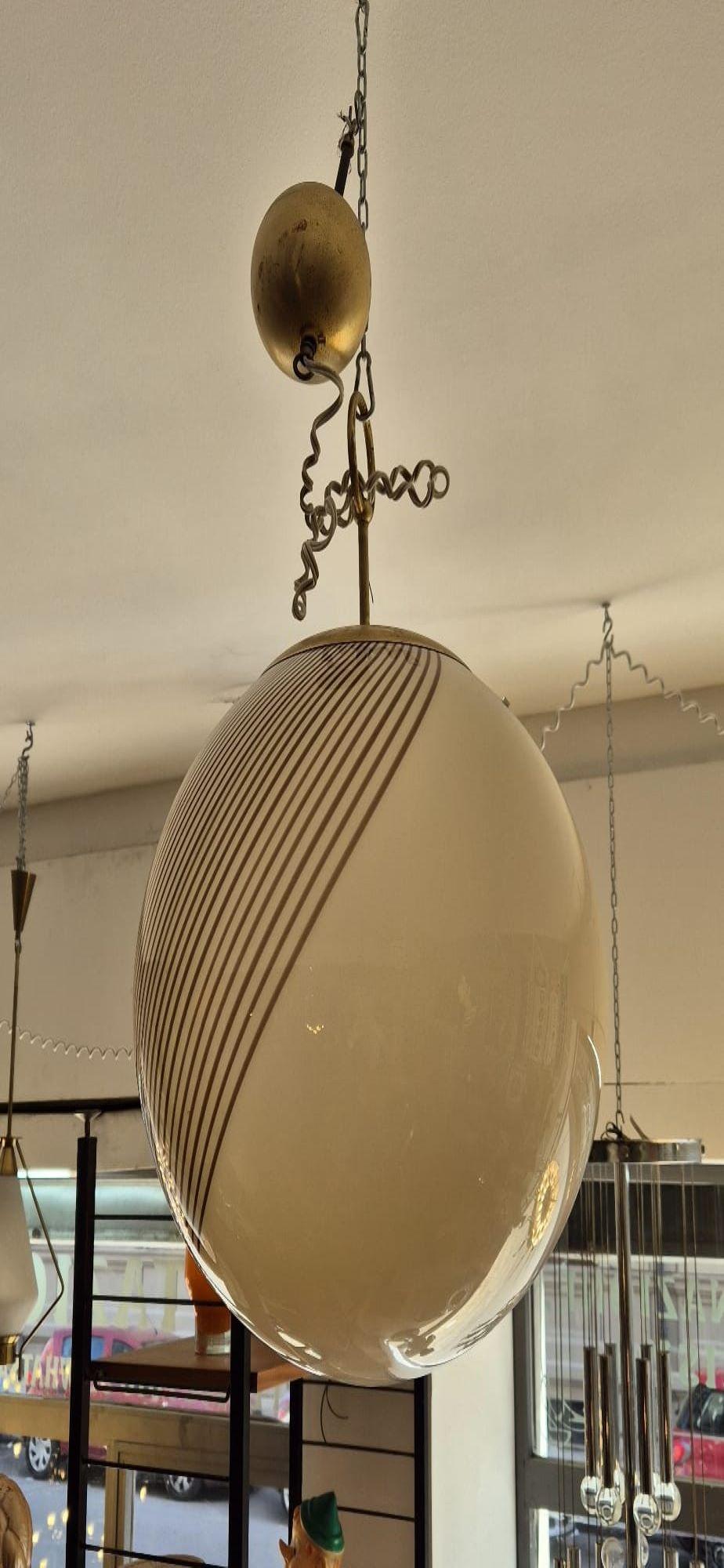 Metal Lampadario a sfera in vetro di Murano di Venini For Sale