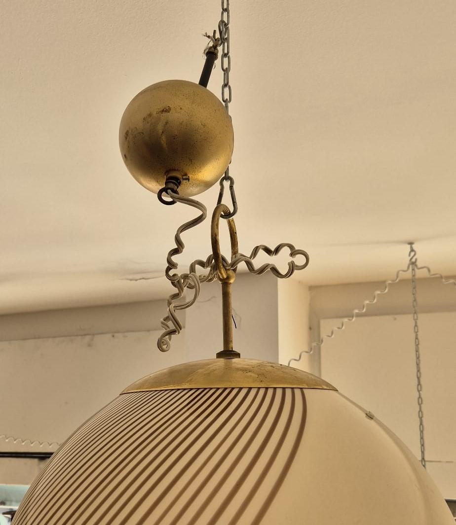 Lampadario a sfera in vetro di Murano di Venini For Sale 1