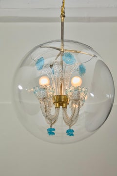 Lampadario a sfera in vetro di Murano, Tomaso Buzzi per Venini, 1933