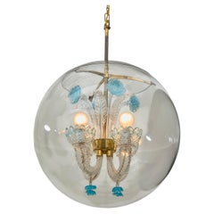 Lampadario a sfera in vetro di Murano, Tomaso Buzzi per Venini, 1933