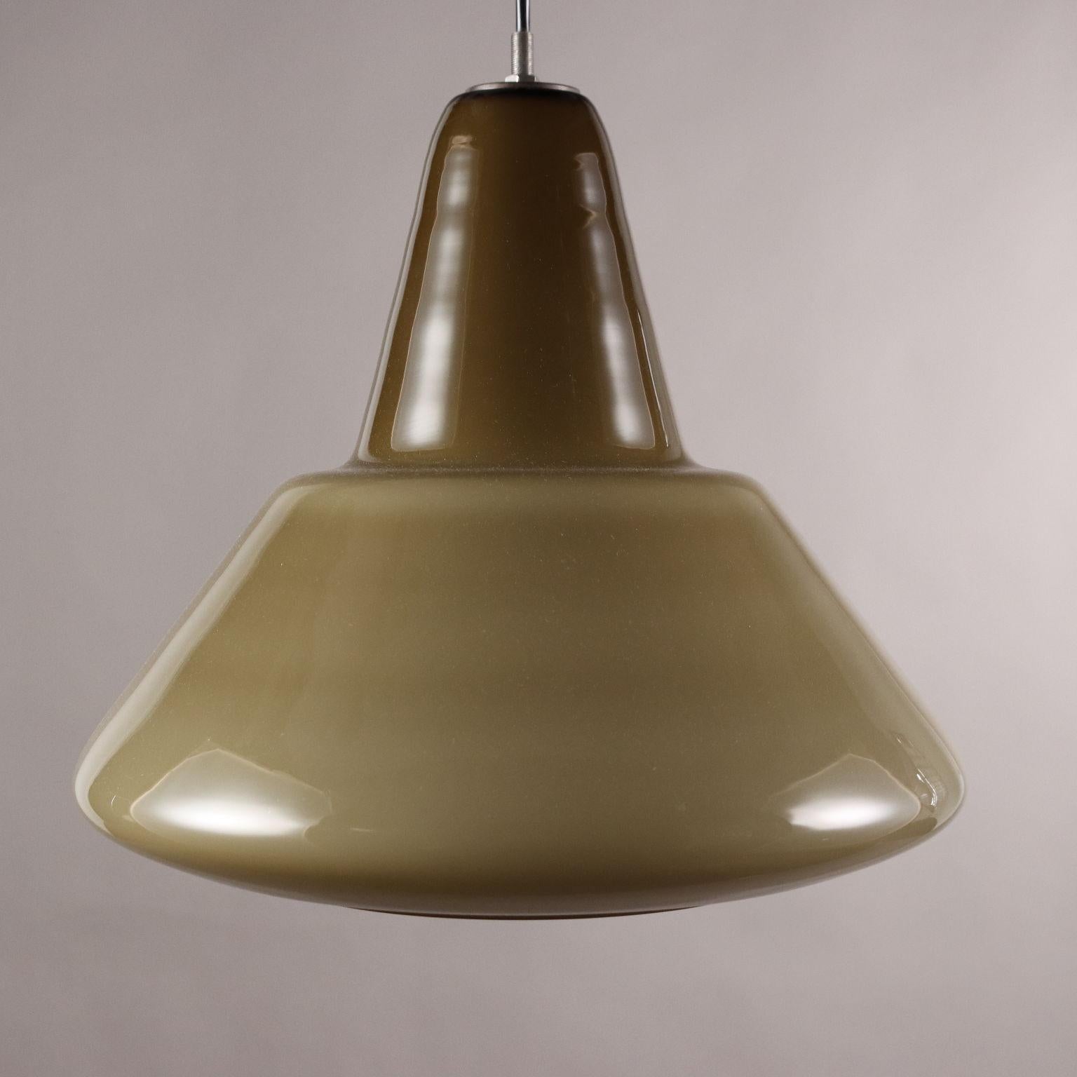 Vetro colorato Lampadario a soffitto Anni 60 con vetro giallo in vendita