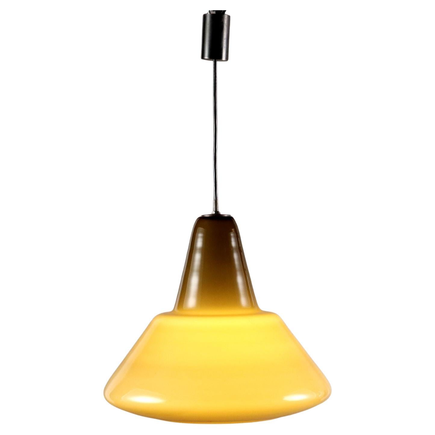 1960s ceiling chandelier with yellow glass