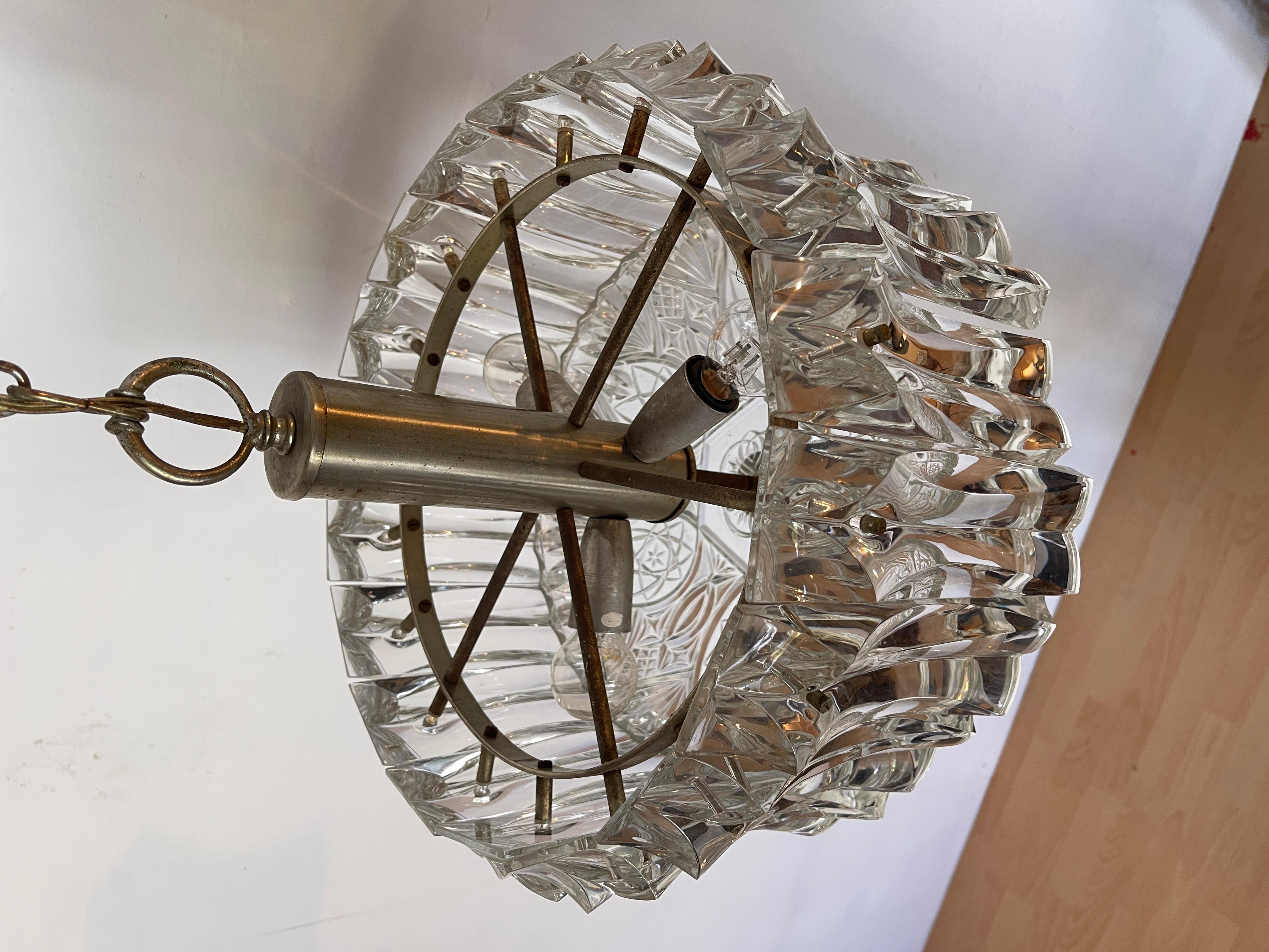 Cristallo Lampadario a sospensione a 3 luce Murano stile Pablo Venini anni '60 in vendita