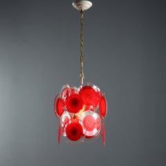 1970s Pendant Light with Red Murano Glass Discs