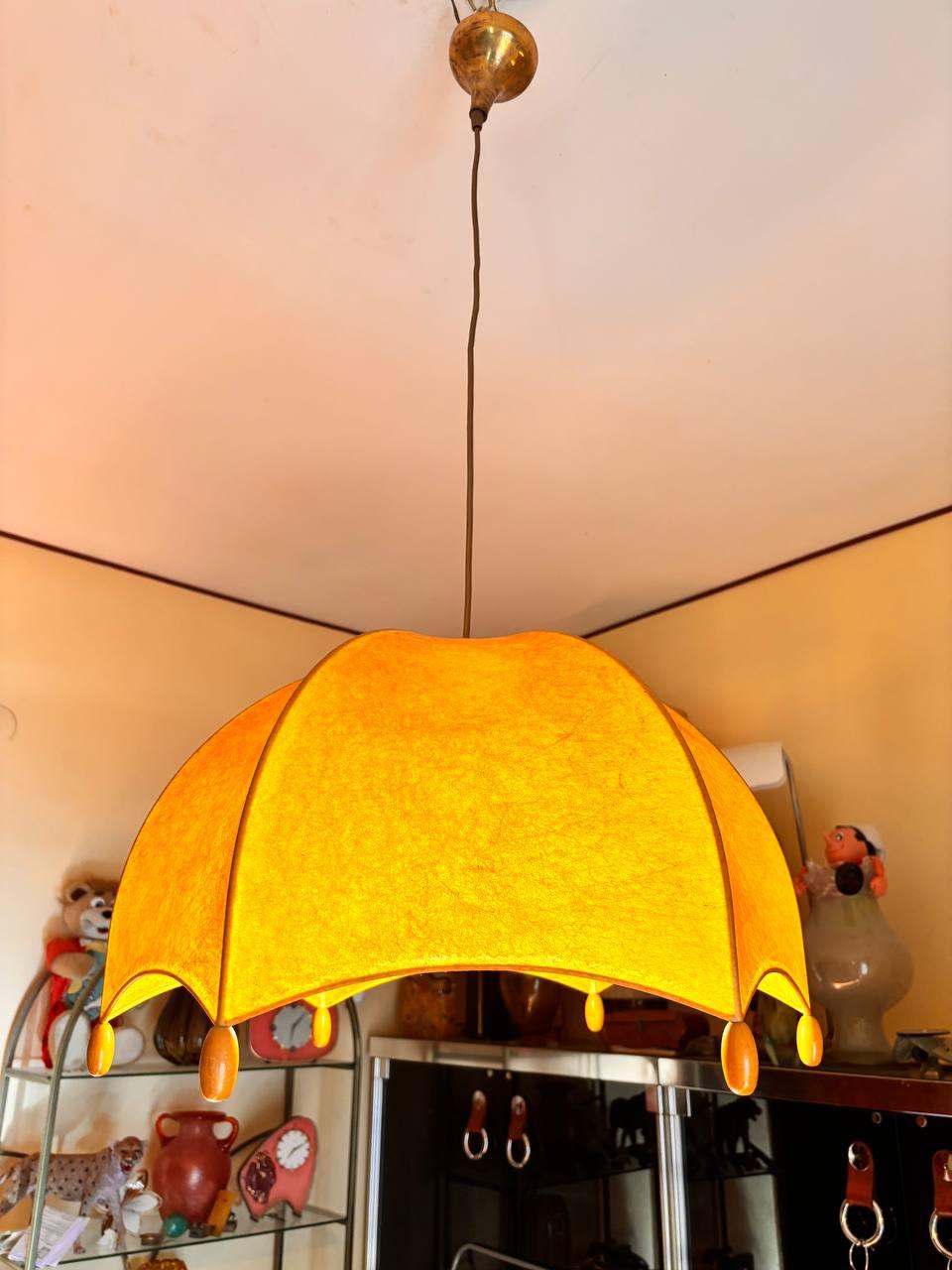 Brass Suspension chandelier inspired by cocoon xx century For Sale