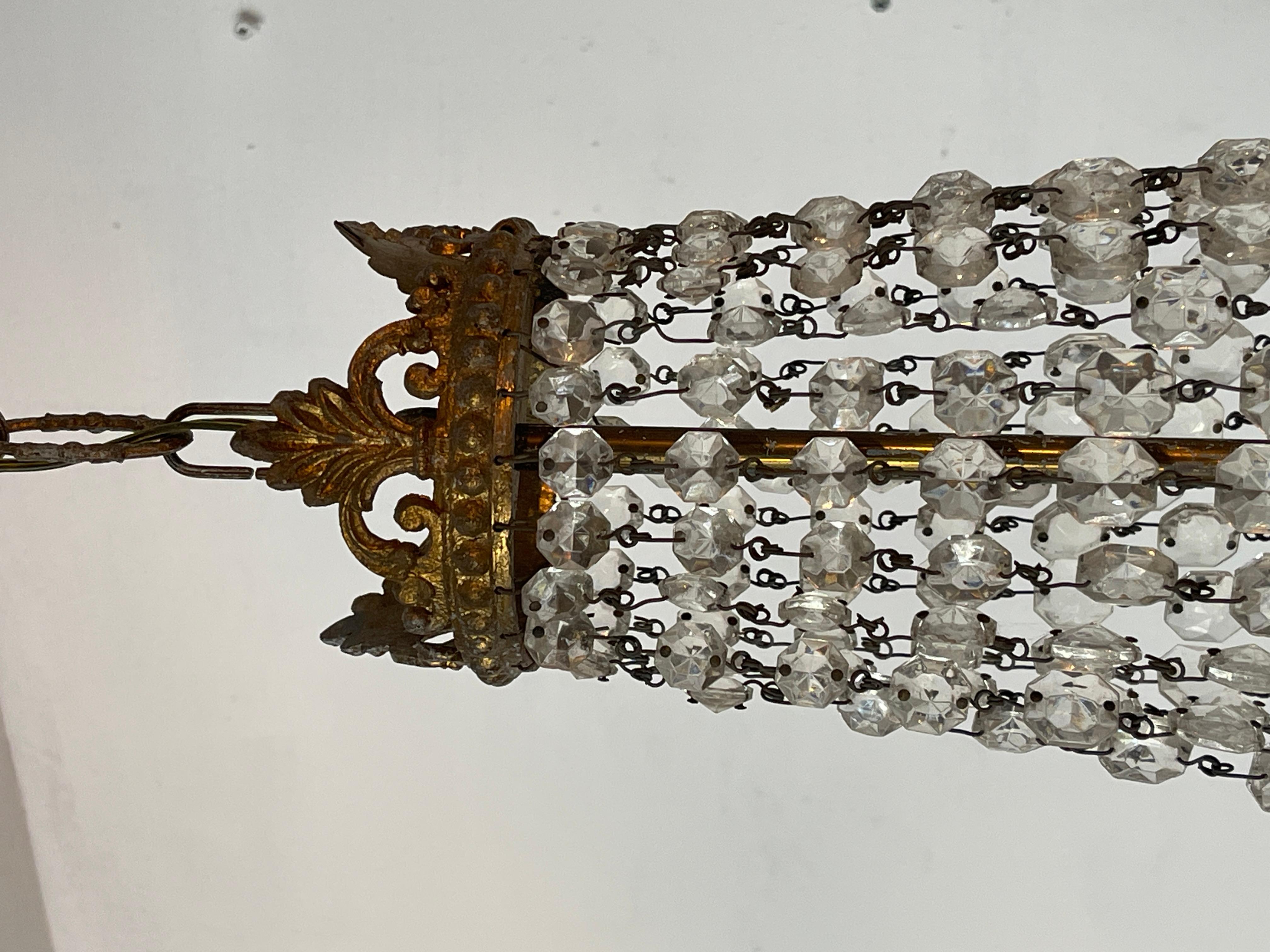 Altro Lampadario a sospensione italiano in bronzo e cristallo degli anni '60 in vendita