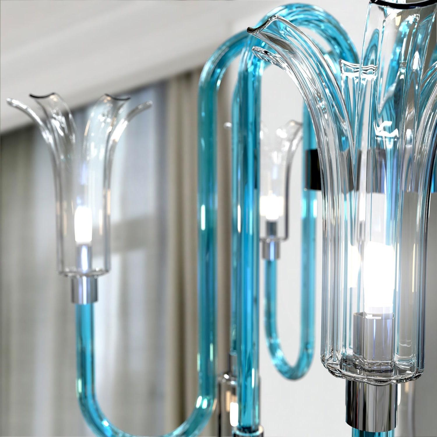 Lampadario a Sospensione MICHELANGELO – Vetro di Murano e 10 Luci in vendita 6