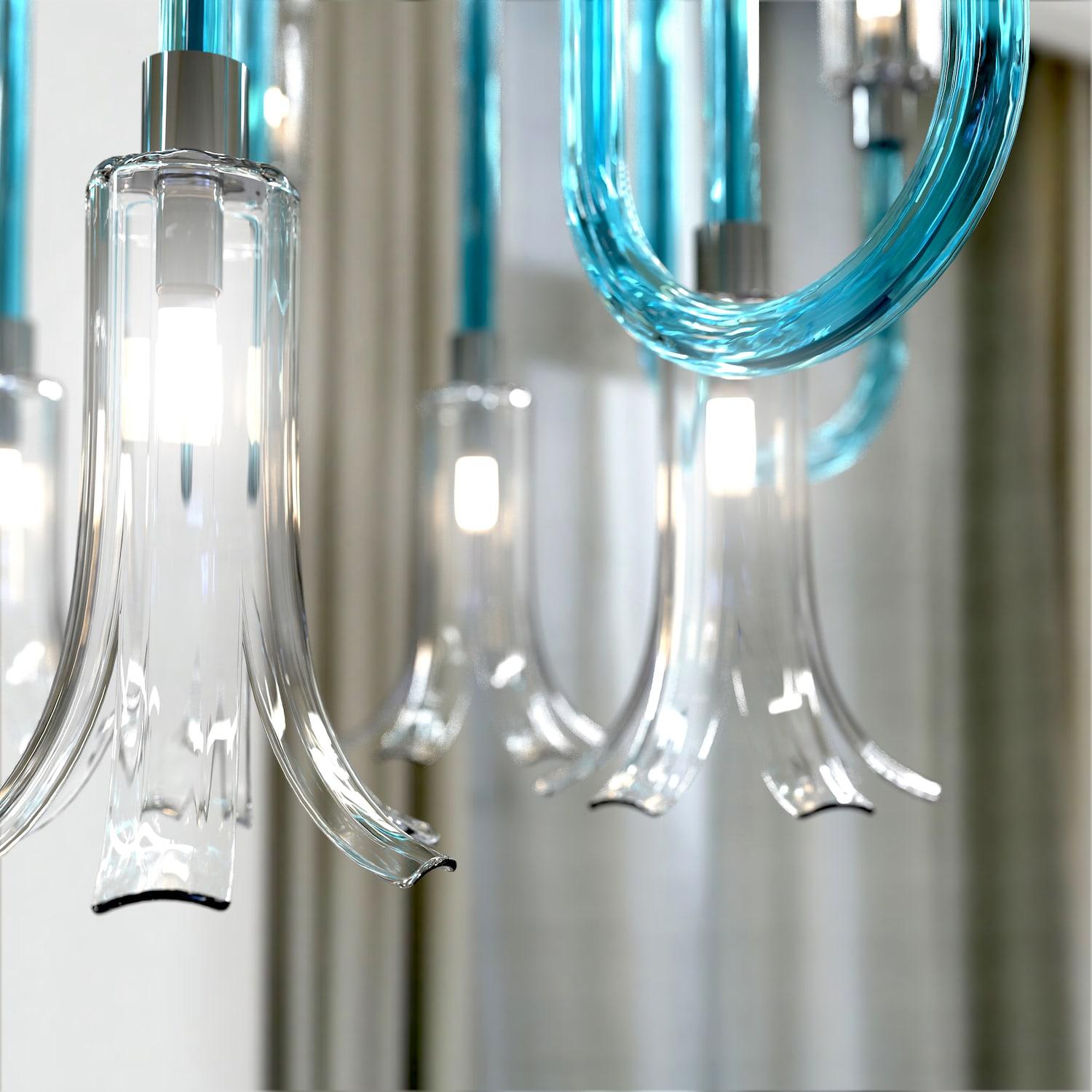 Lampadario a Sospensione MICHELANGELO – Vetro di Murano e 10 Luci in vendita 2