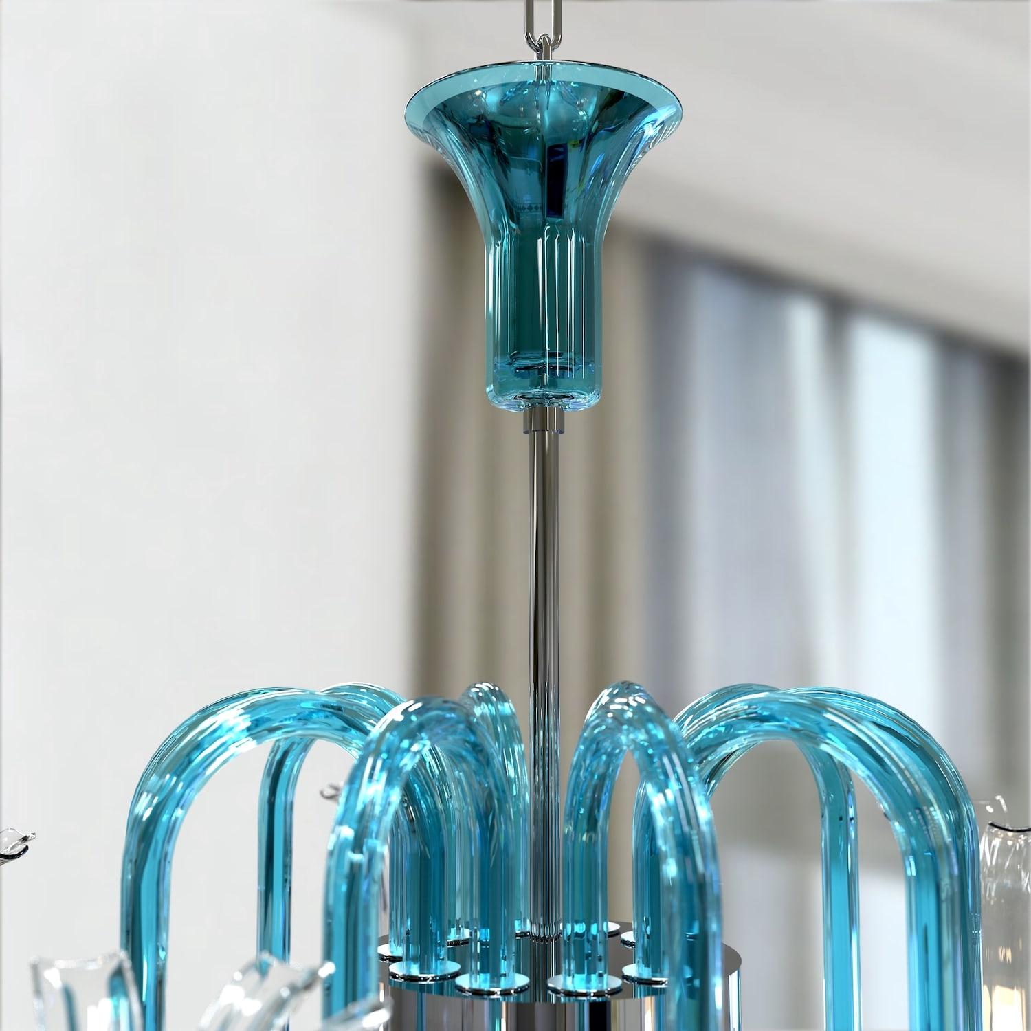Lampadario a Sospensione MICHELANGELO – Vetro di Murano e 10 Luci in vendita 3