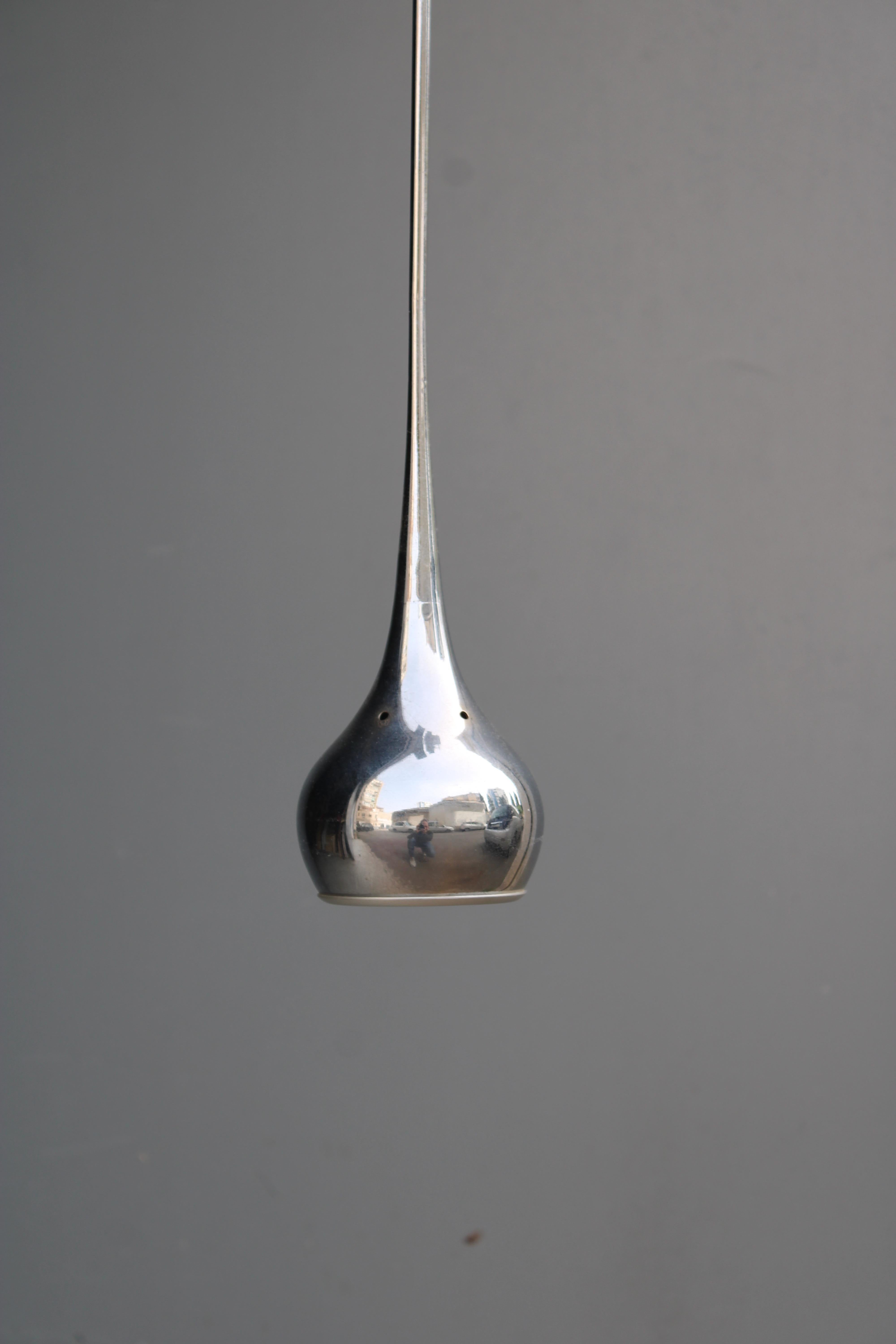 Moderno Lampadario a Sospensione minimale in Metallo Cromato Esperia Italia 1970 in vendita