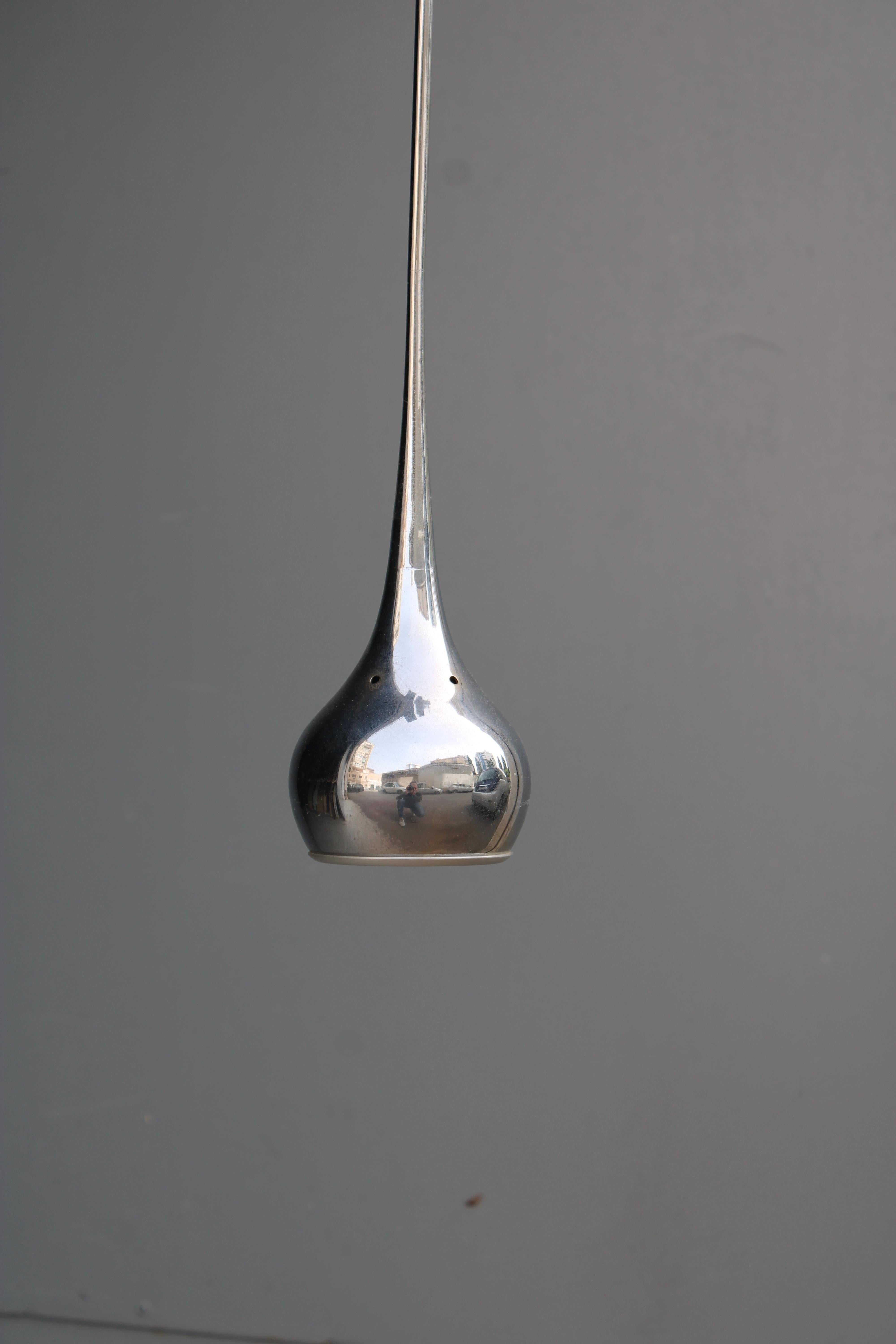 Lampadario a Sospensione minimale in Metallo Cromato Esperia Italia 1970 In condizioni buone in vendita a Palermo, Sicily