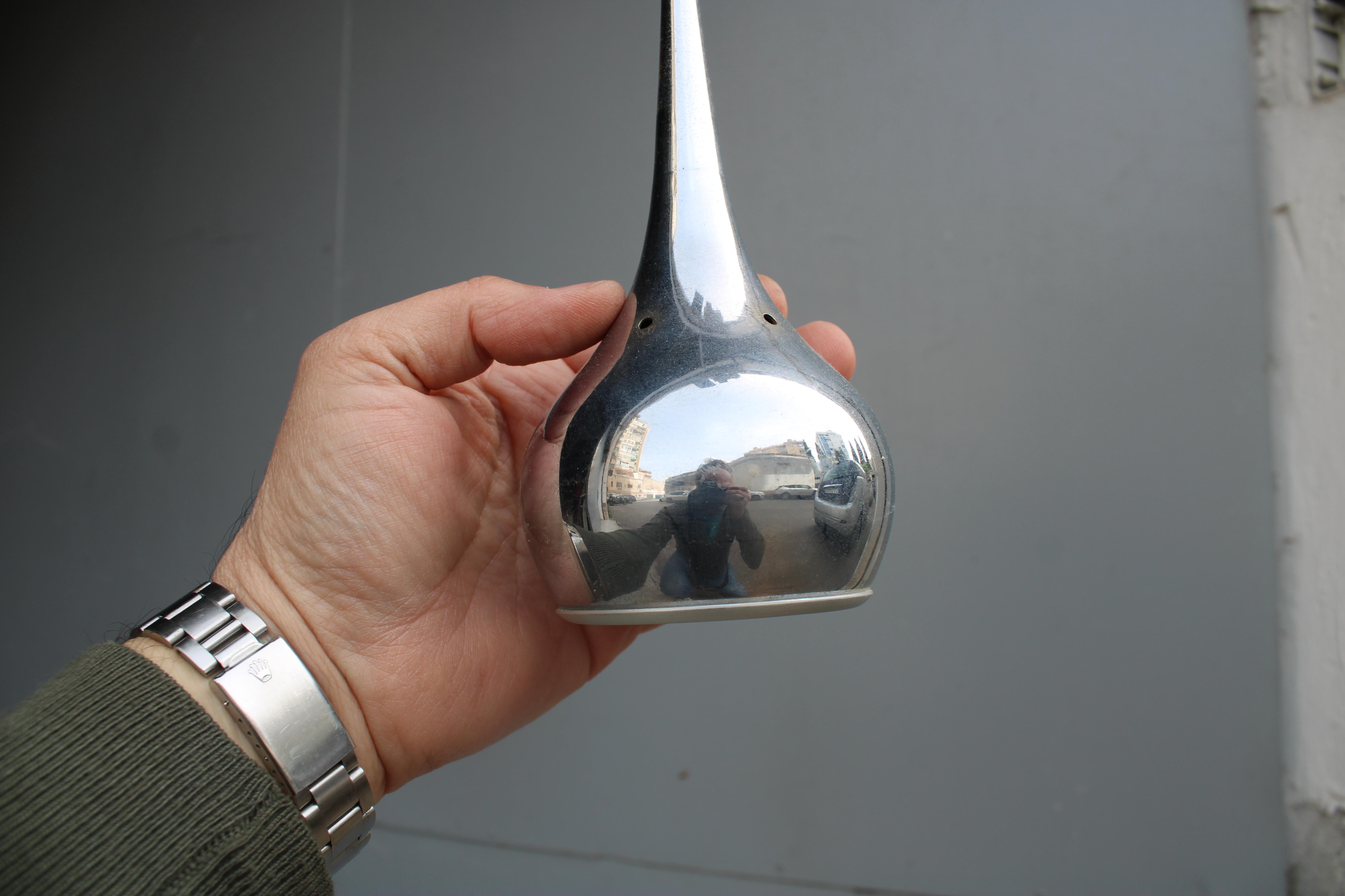 Cromo Lampadario a Sospensione minimale in Metallo Cromato Esperia Italia 1970 in vendita