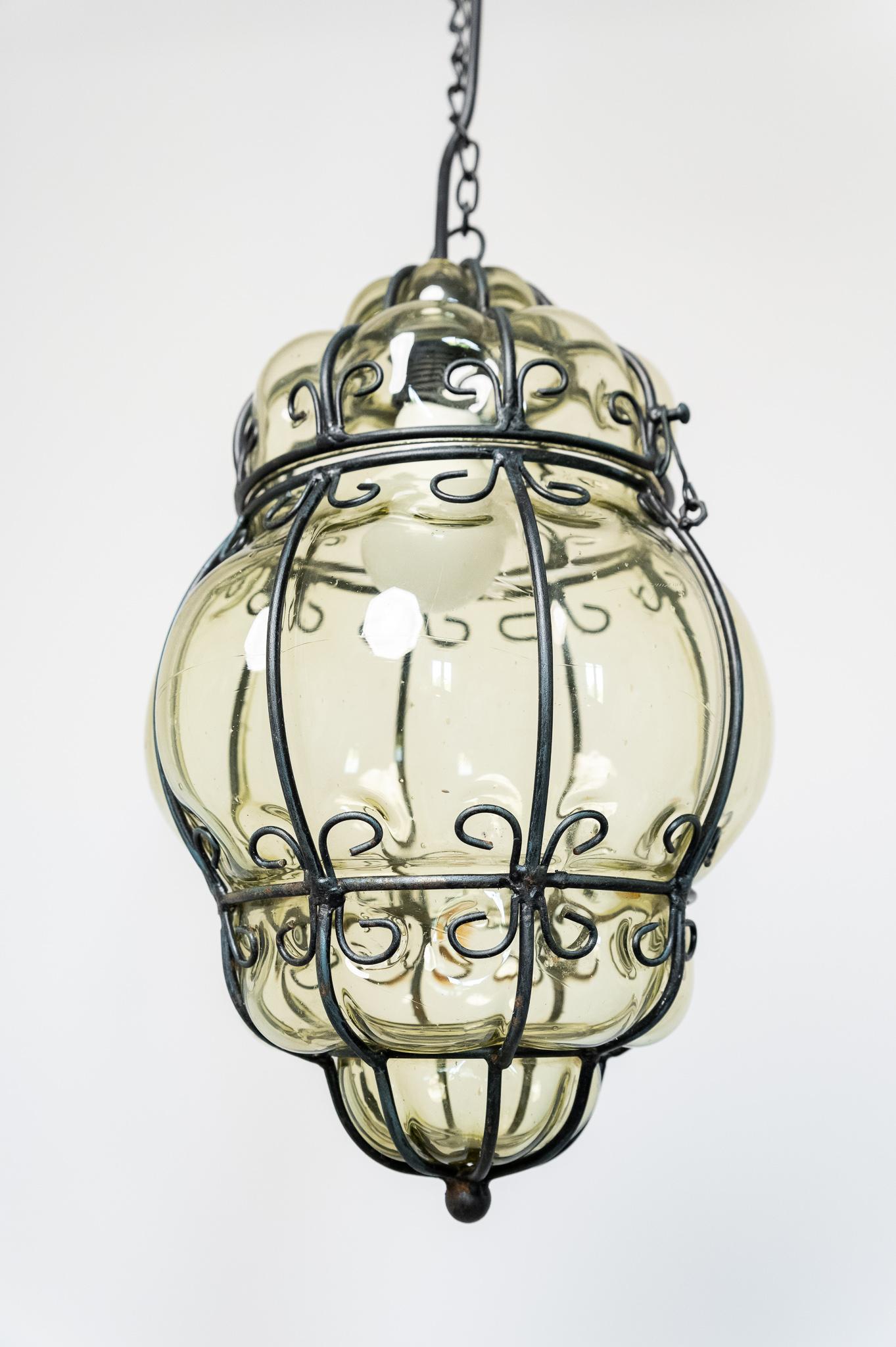 Metallo Lampadario a sospensione Murano in vetro soffiato, Anni '60 in vendita
