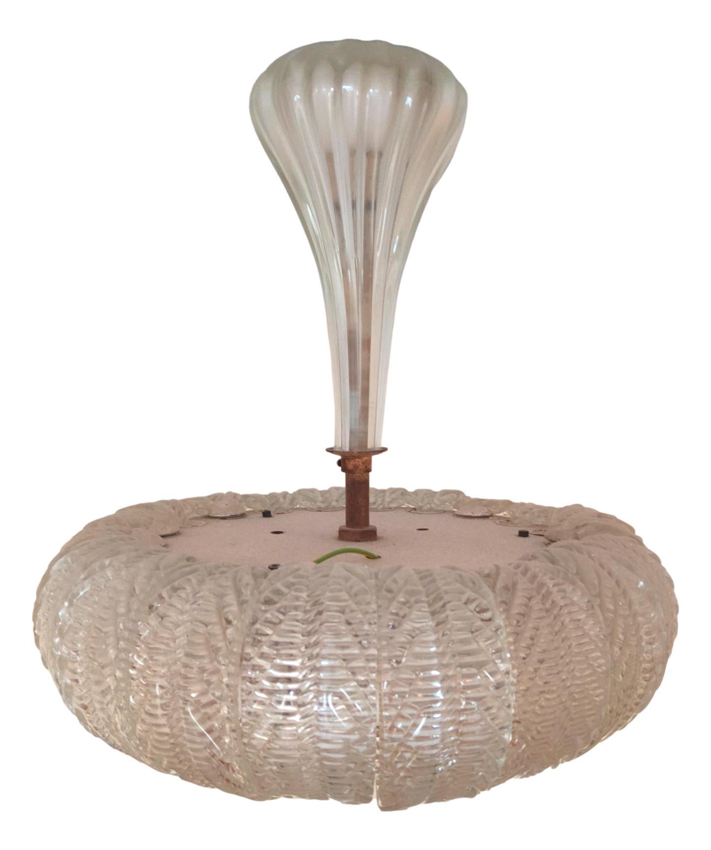 Mid-Century Modern lampadario a sospensione originale anni 50 barovier & toso - 6 disponibles en vente