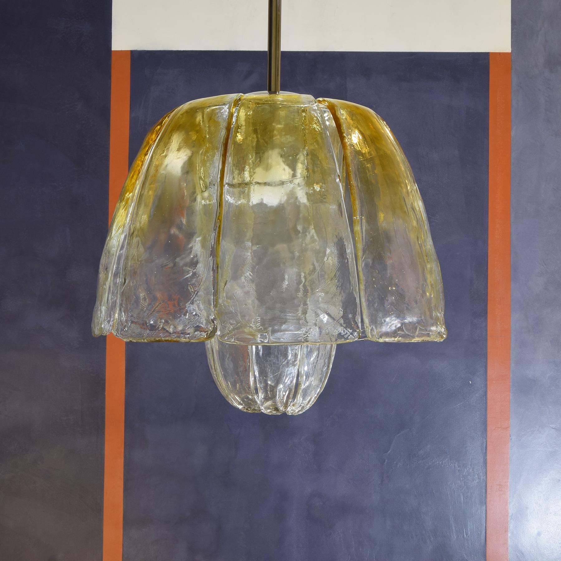 Mid-Century moderno Lampadario a sospensione vetro di Murano anni 70. in vendita