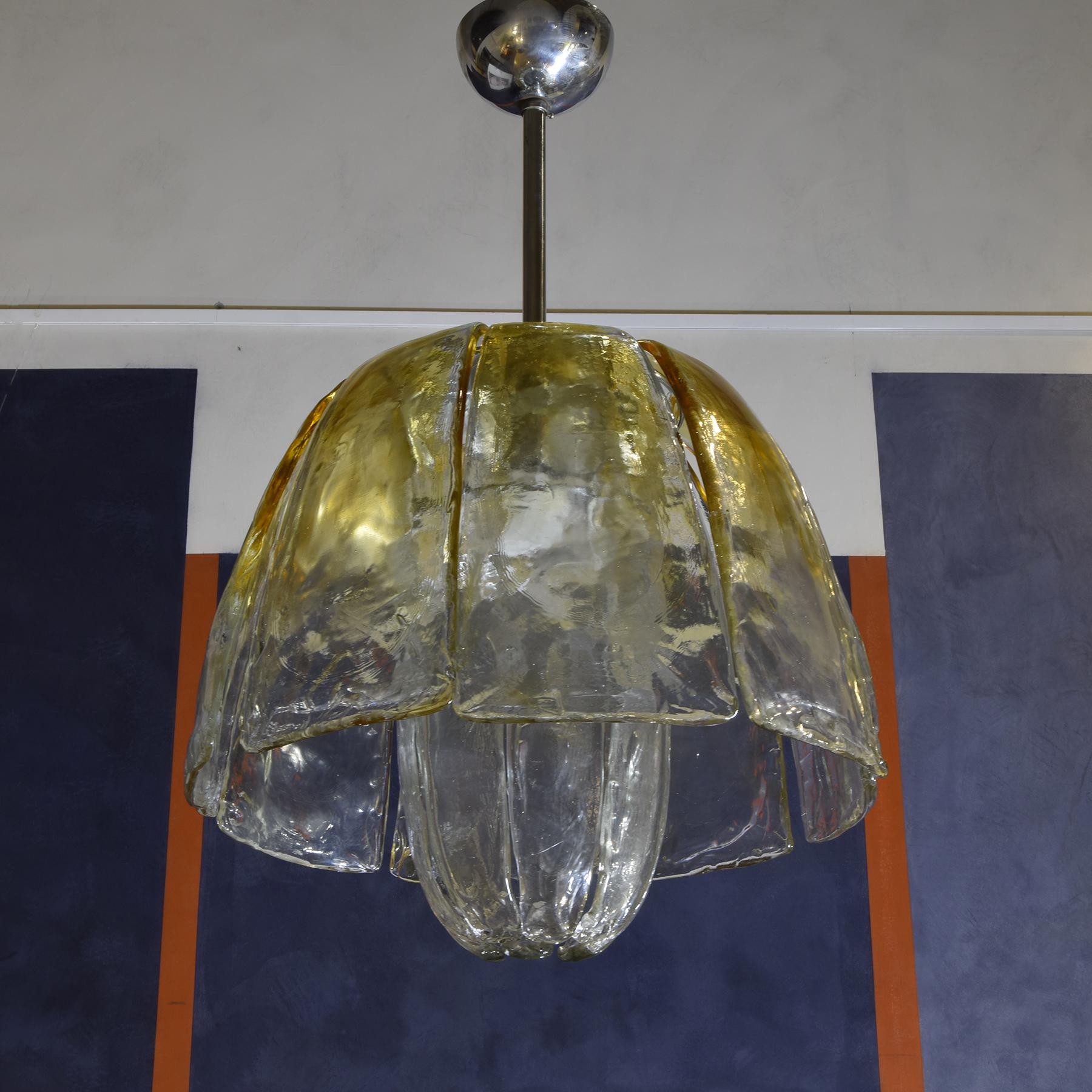 Lampadario a sospensione vetro di Murano anni 70. in vendita 1